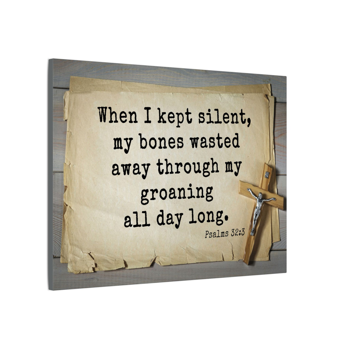 Scripture Walls All Day Long Psalms 32:3 Bible Verse Canvas Christian Wall Art Ready to Hang-Express Your Love Gifts