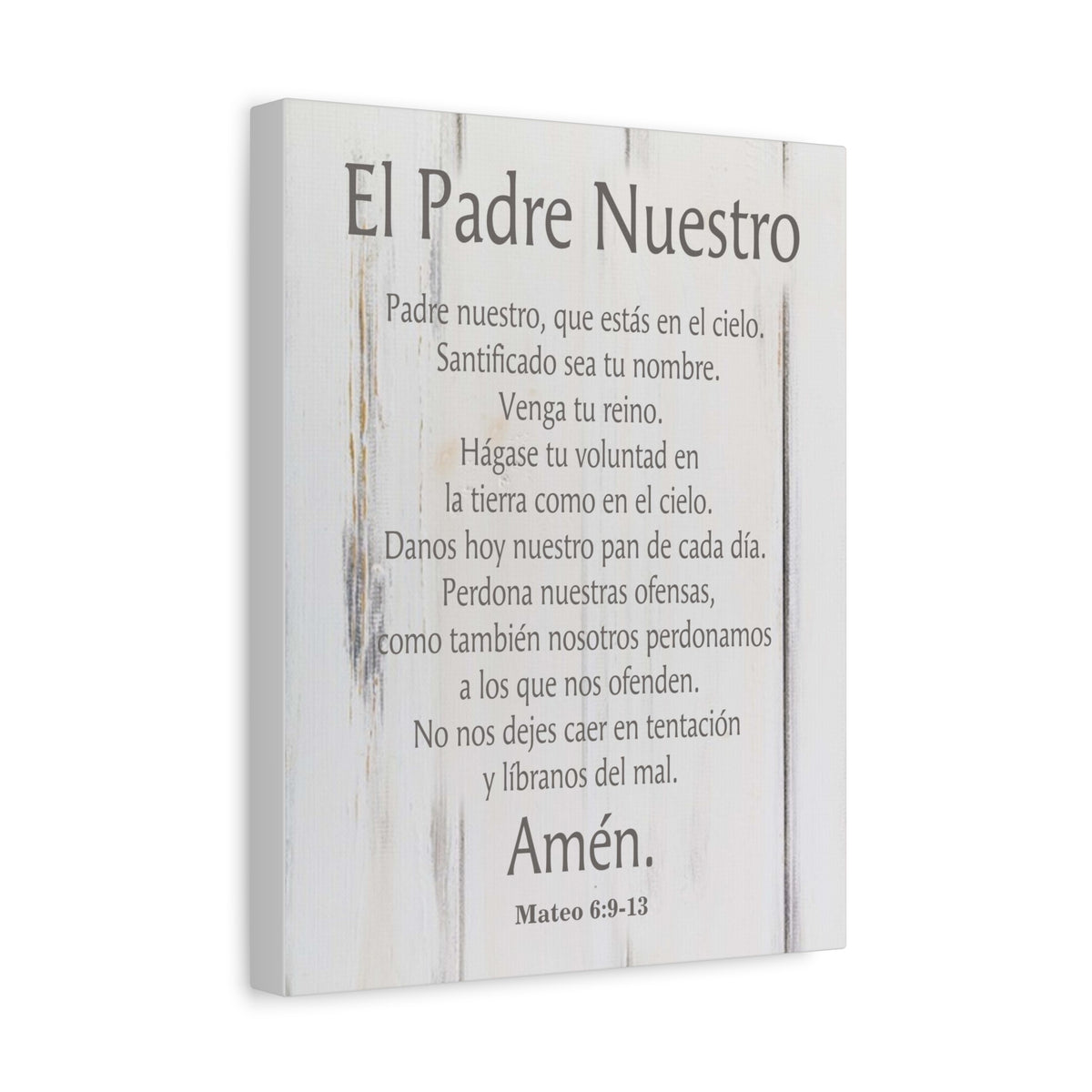 Scripture Canvas Lords Prayer Spanish El Padre Nuestro White Wood Christian Wall Art Print Ready to Hang