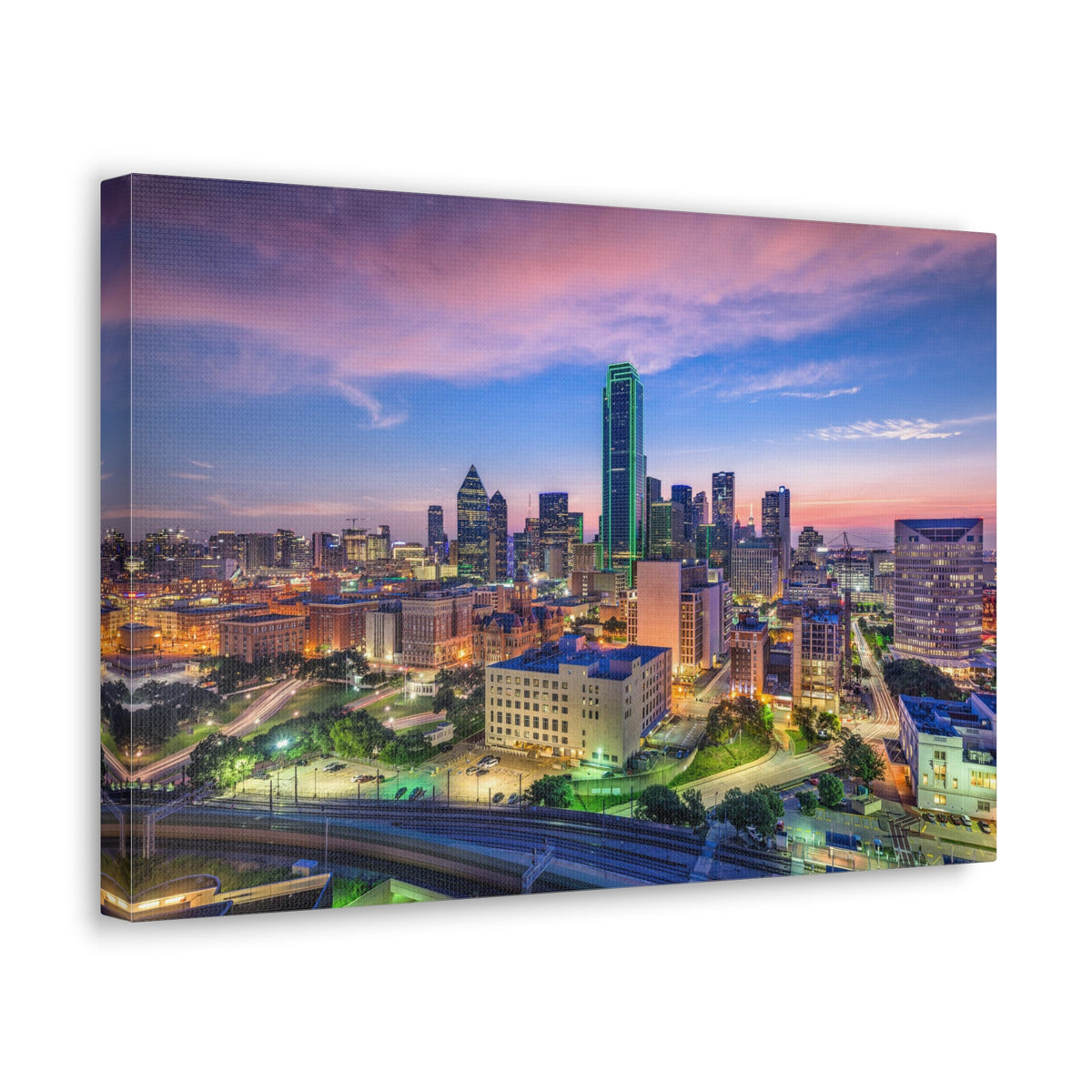 Dallas Night Skyline Canvas Artwork High-Quality Breathtaking Stunning Cityscape for Home Decor Ready to Hang-Express Your Love Gifts