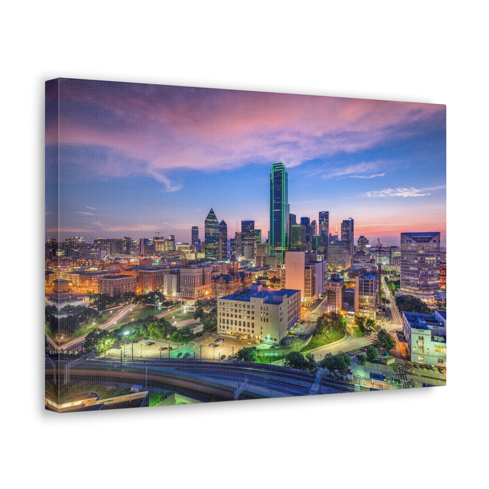 Dallas Night Skyline Canvas Artwork High-Quality Breathtaking Stunning Cityscape for Home Decor Ready to Hang-Express Your Love Gifts
