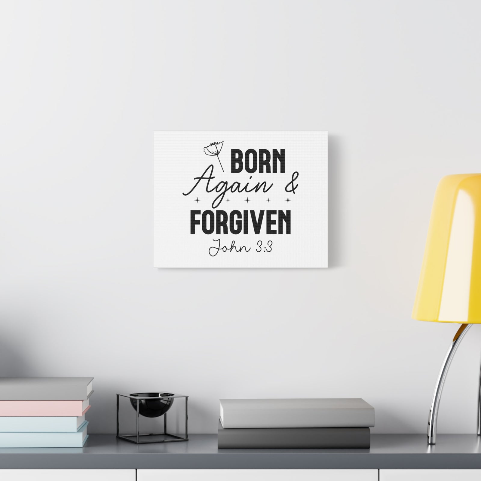 Scripture Walls John 3:3 Born Again and Forgiven Bible Verse Canvas Christian Wall Art Ready to Hang Unframed-Express Your Love Gifts