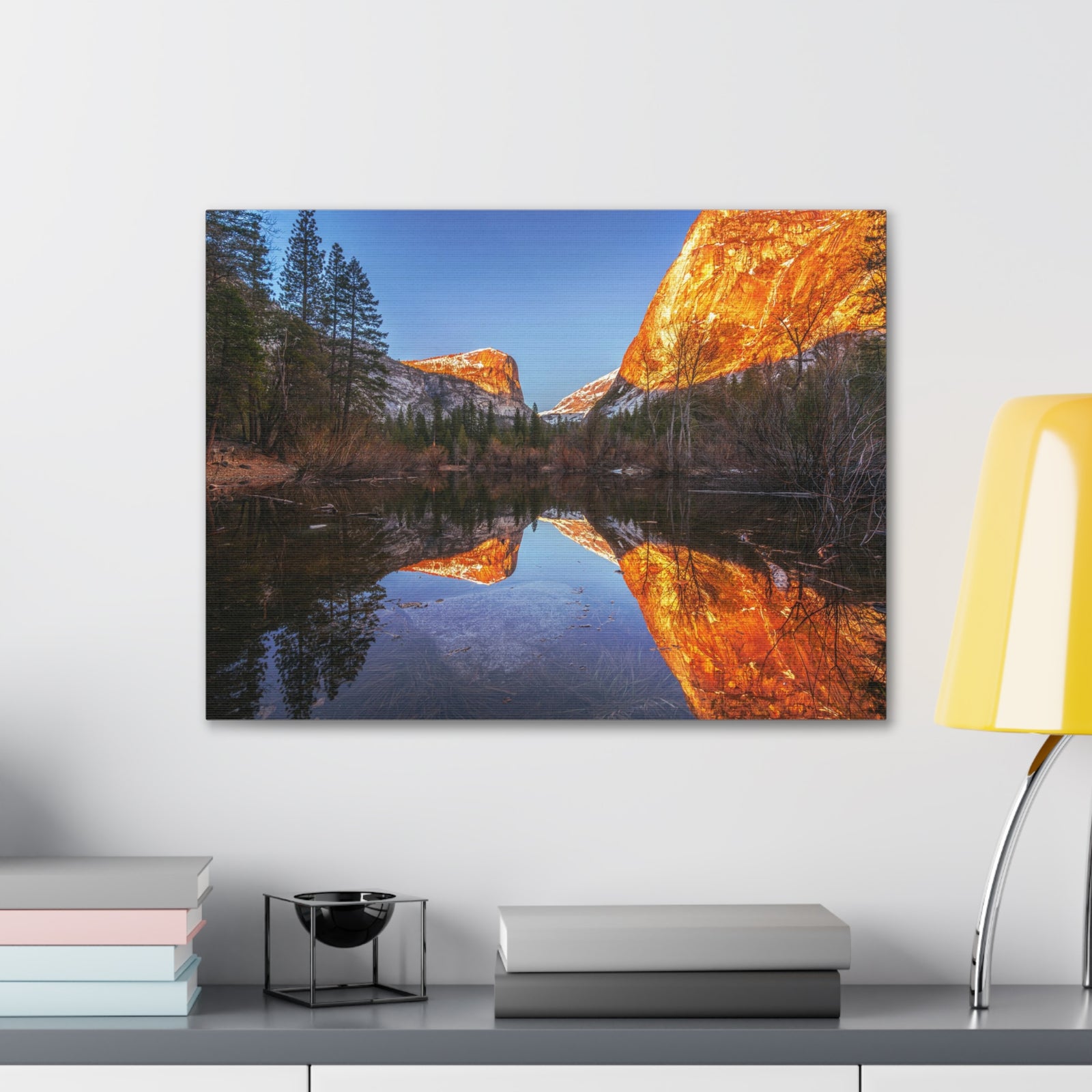 Mountain Golden Hour Lake Nature Wilderness Photography Canvas Wall Art for Home Decor Ready-to-Hang-Express Your Love Gifts