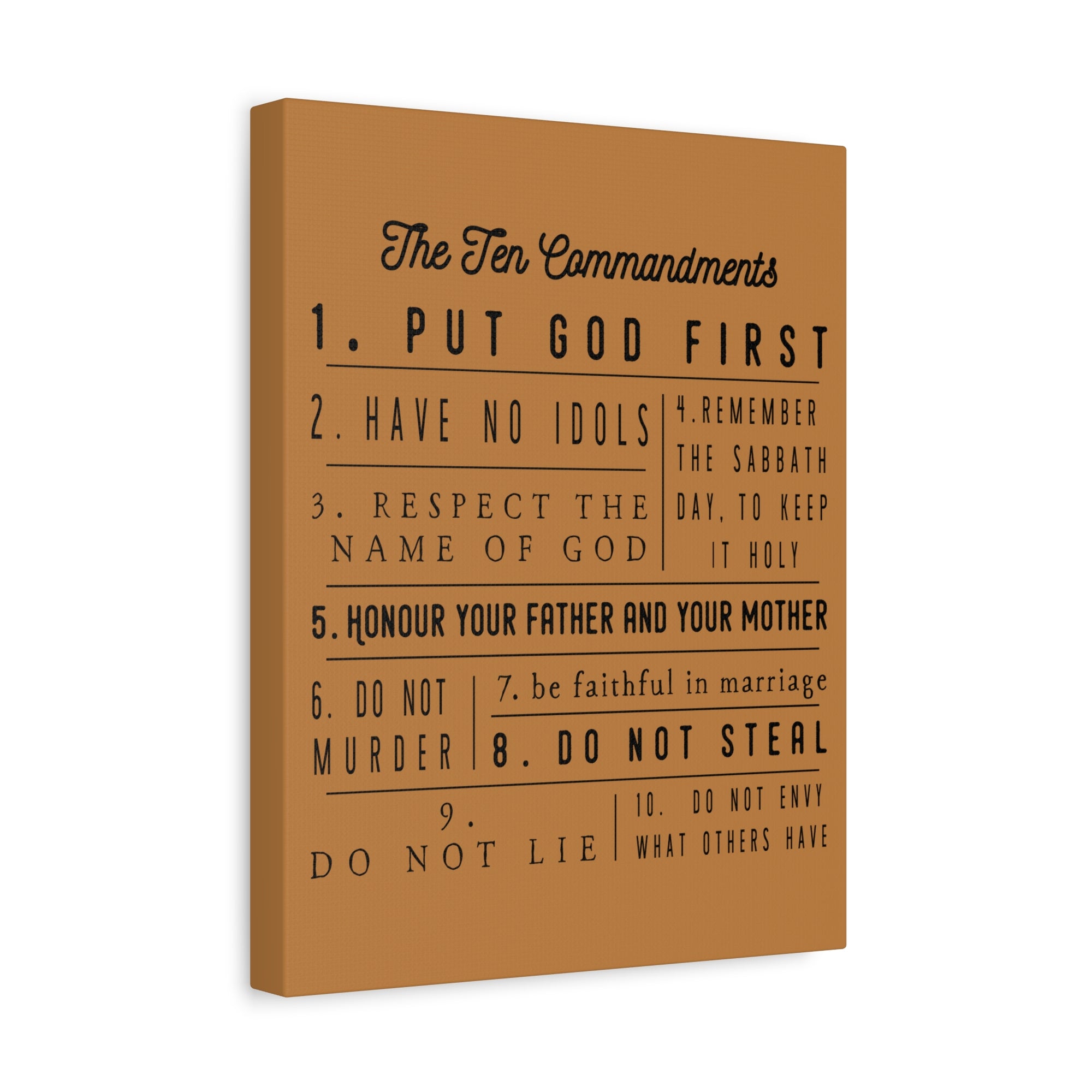 Scripture Canvas Ten Commandments Exodus 20:2–17 Christian Wall Art Print Ready to Hang-Express Your Love Gifts