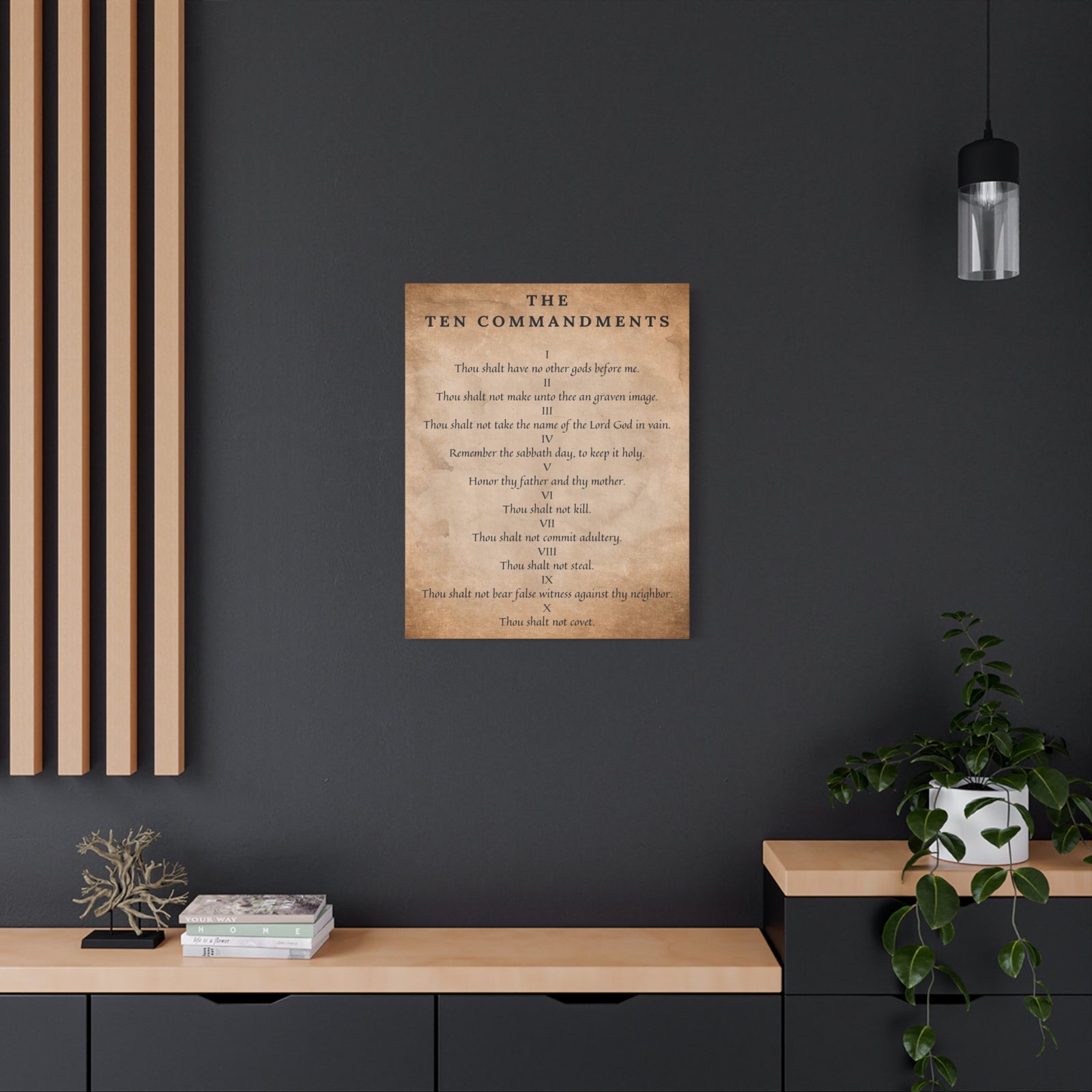 Scripture Canvas 10 Commandments Christian Wall Art Bible Verse Print Ready to Hang-Express Your Love Gifts