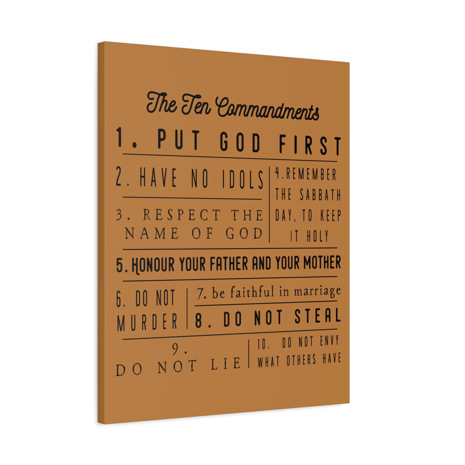 Scripture Canvas Ten Commandments Exodus 20:2–17 Christian Wall Art Print Ready to Hang-Express Your Love Gifts