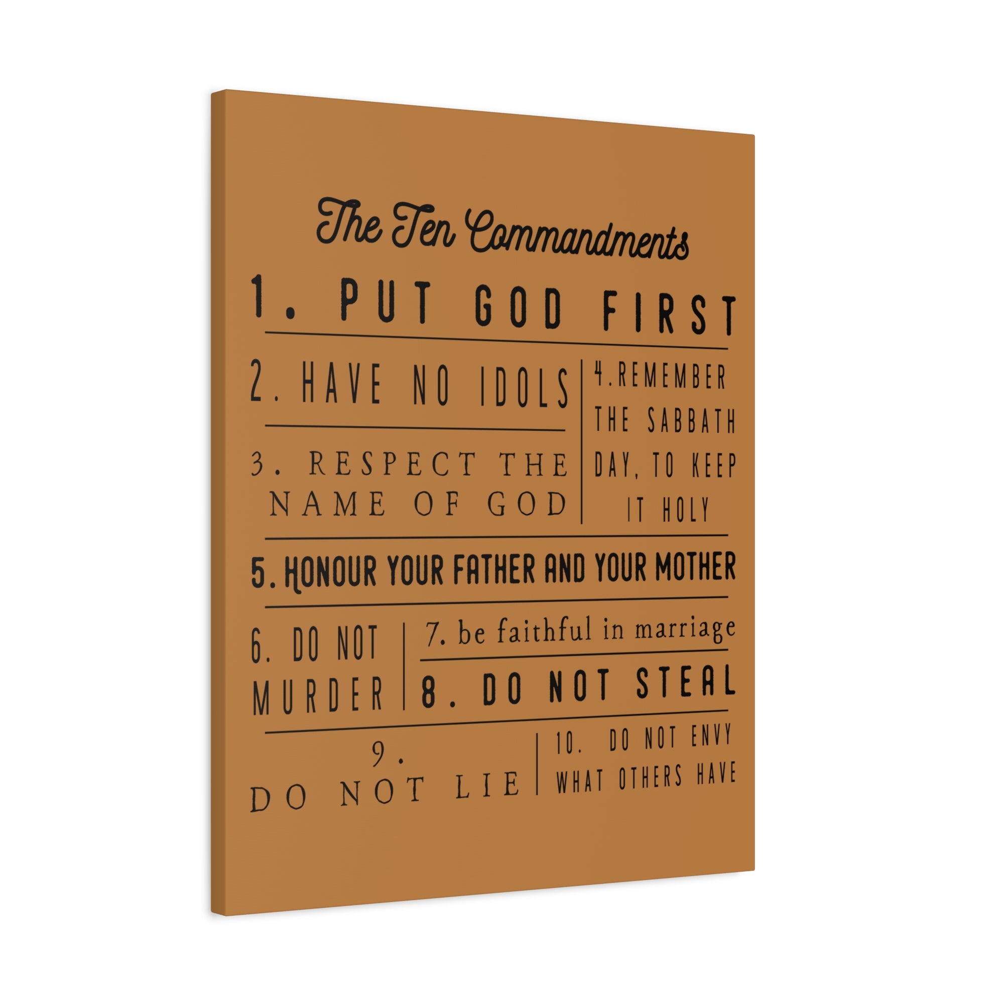 Scripture Canvas Ten Commandments Exodus 20:2–17 Christian Wall Art Print Ready to Hang-Express Your Love Gifts