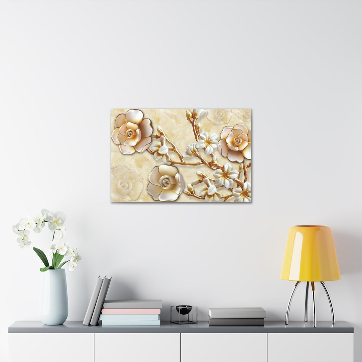 Yellow Flowers 3D Flower Canvas Wall Art for Home Decor Ready-to-Hang-Express Your Love Gifts