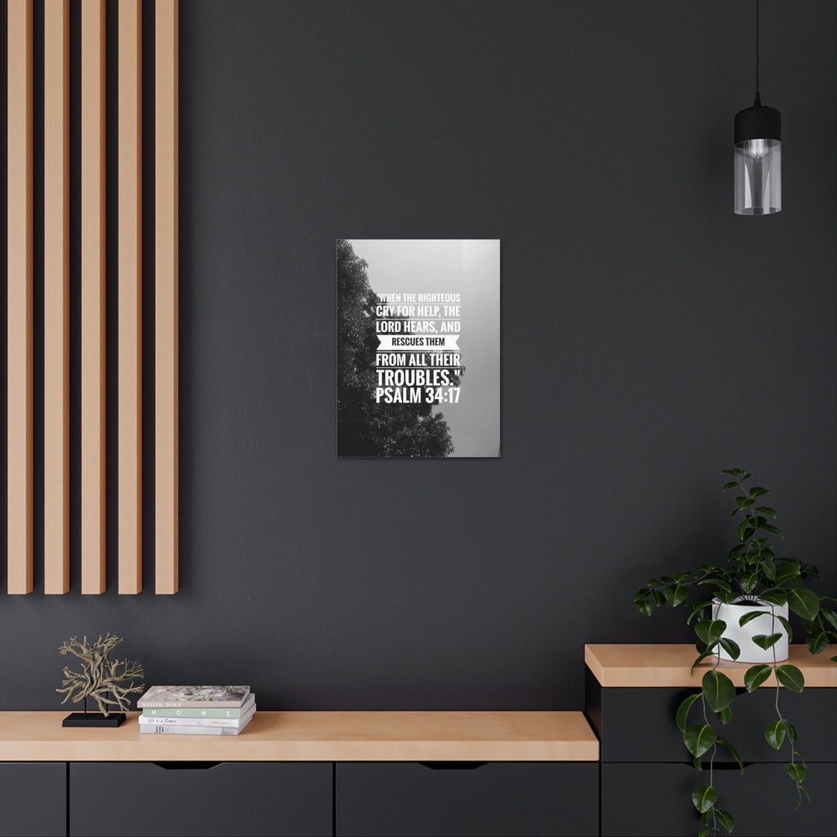 Scripture Canvas Rescues Them Psalm 34:17 Christian Wall Art Bible Verse Print Ready to Hang-Express Your Love Gifts
