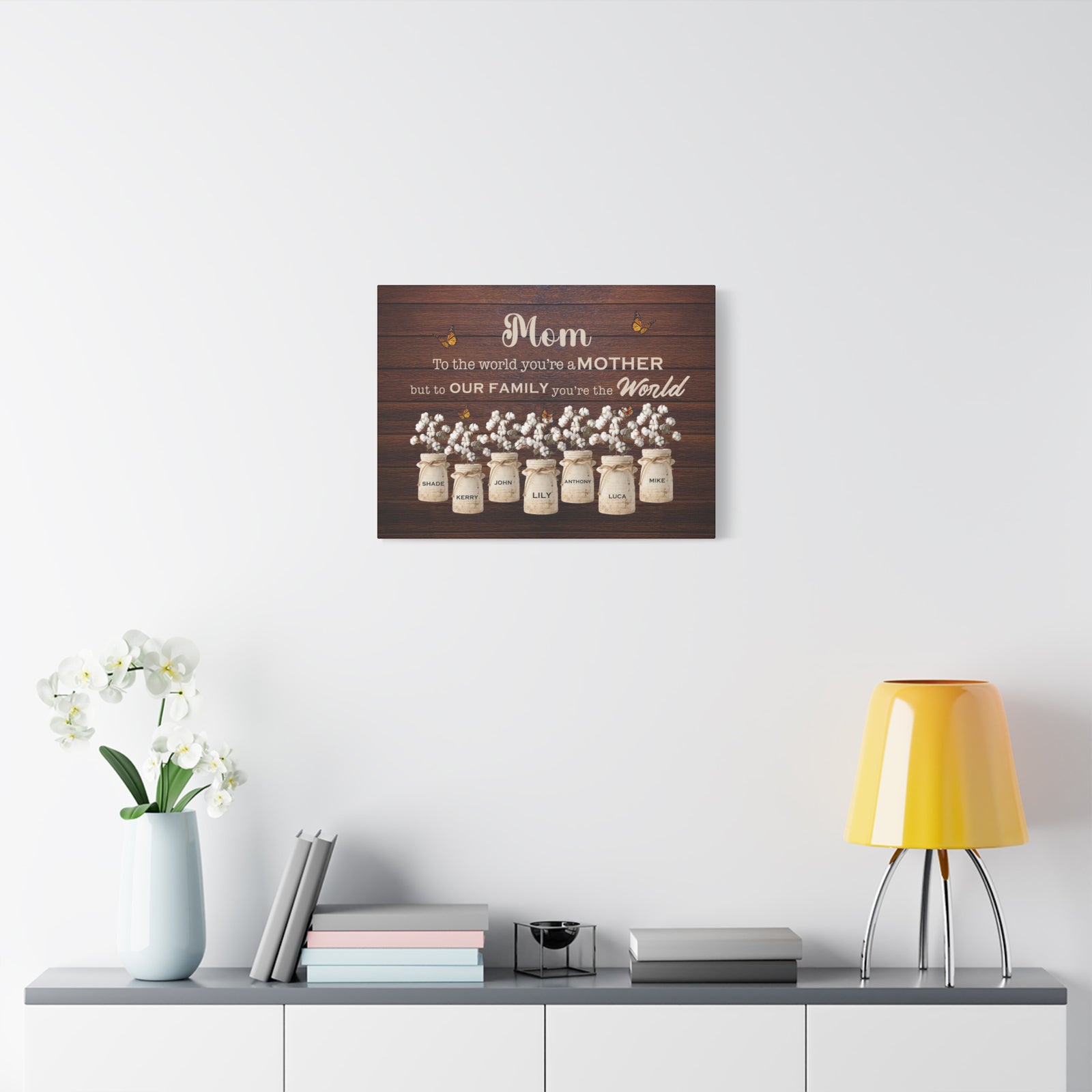 Personalized Mom Family Name Canvas – “To the World You’re a Mother”-Express Your Love Gifts
