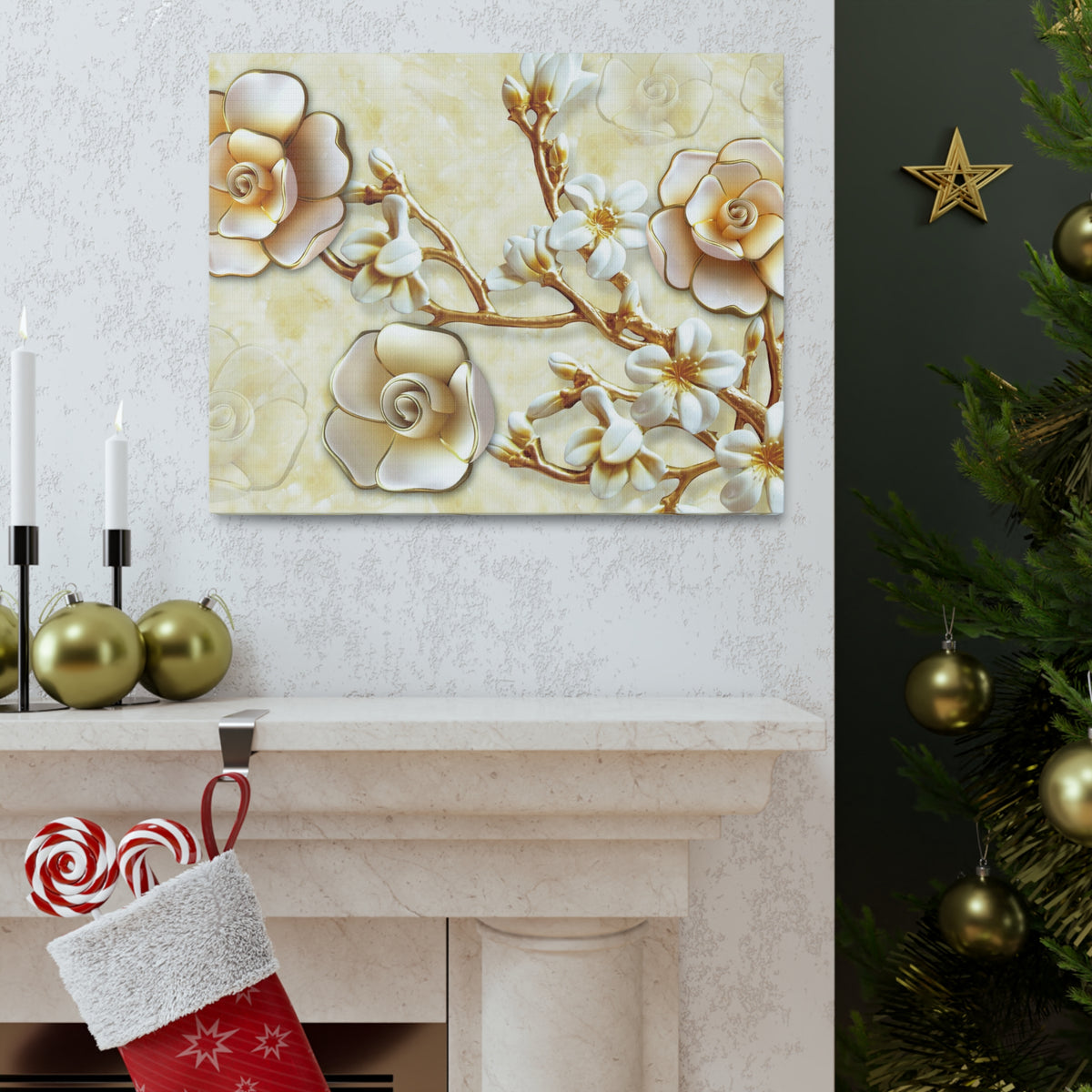 Yellow Flowers 3D Flower Canvas Wall Art for Home Decor Ready-to-Hang-Express Your Love Gifts