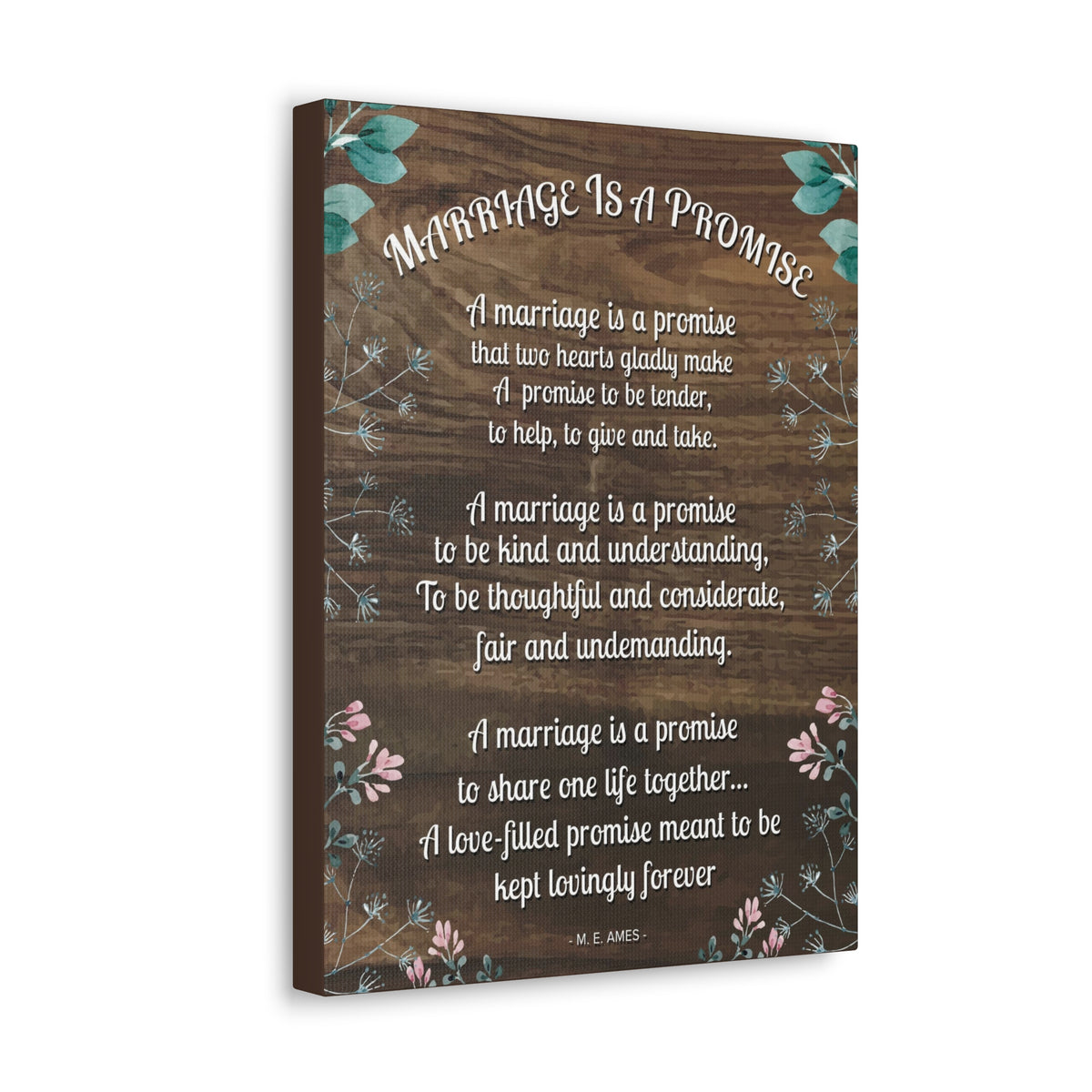 Marriage is a Promise Motivational Printed On Ready To Hang Stretched Canvas Wall Art-Express Your Love Gifts