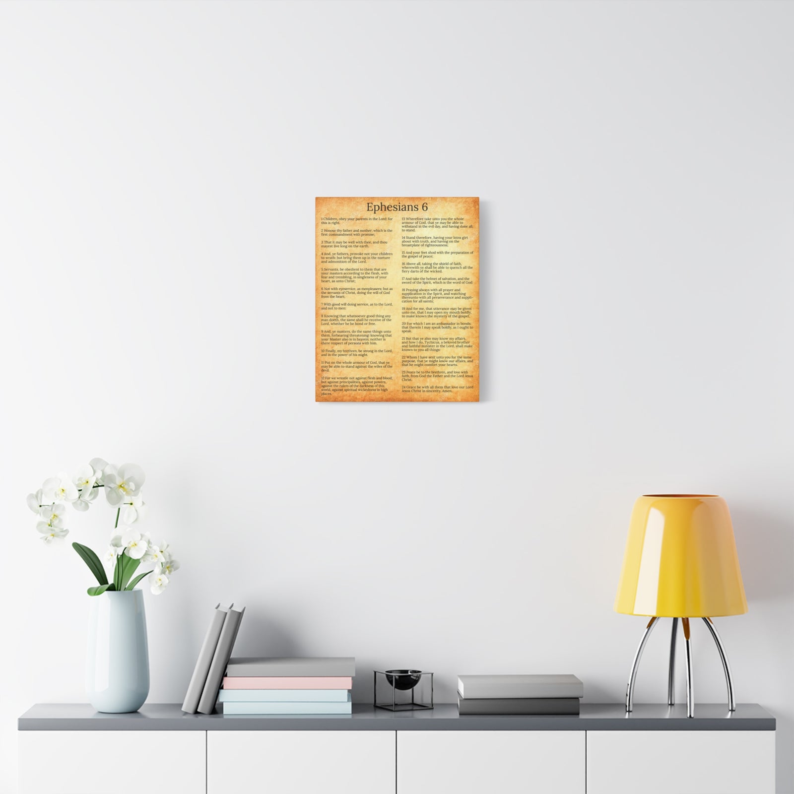 Scripture Walls Ephesians 6 Chapter Gold Protection of the Believer Christian Wall Art Print Ready to Hang Unframed-Express Your Love Gifts