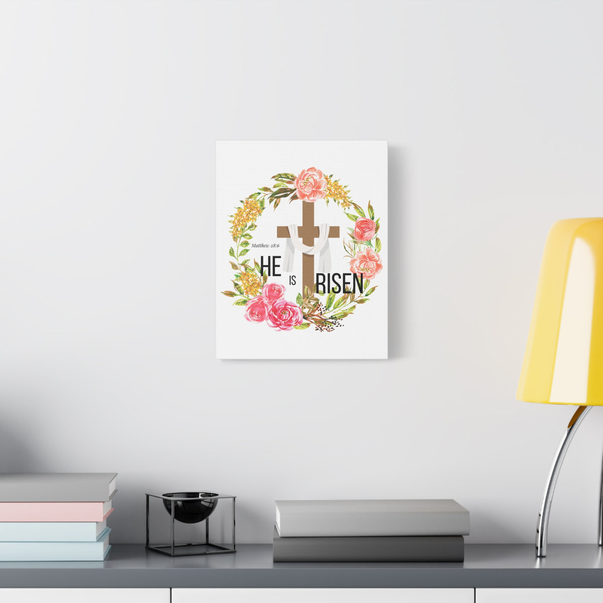 Scripture Walls Matthew 28:6 He Is Risen Bible Verse Canvas Christian Wall Art Ready to Hang Unframed-Express Your Love Gifts