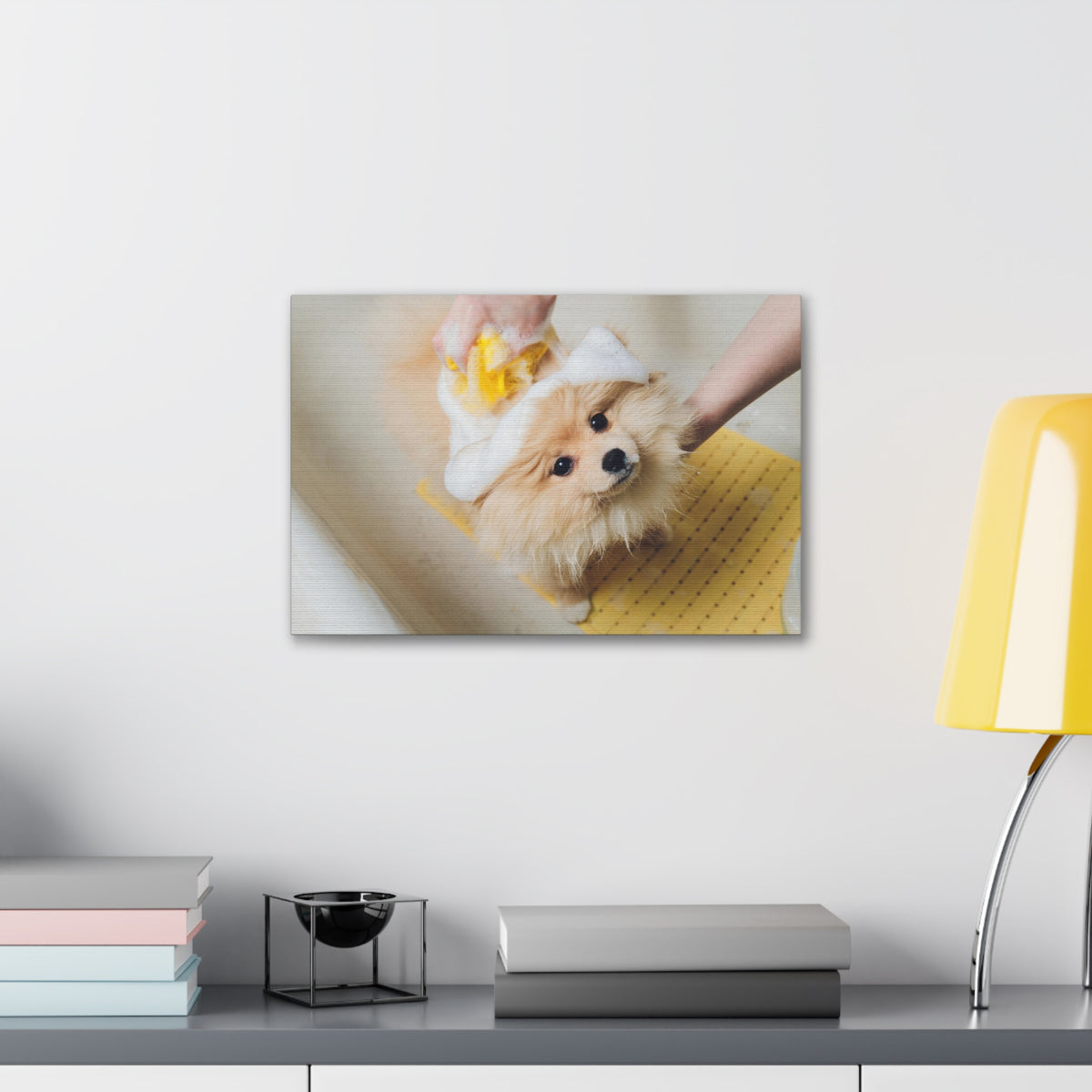Cute Pomeranian Bathee Canvas Wall Art for Home Decor Ready-to-Hang-Express Your Love Gifts