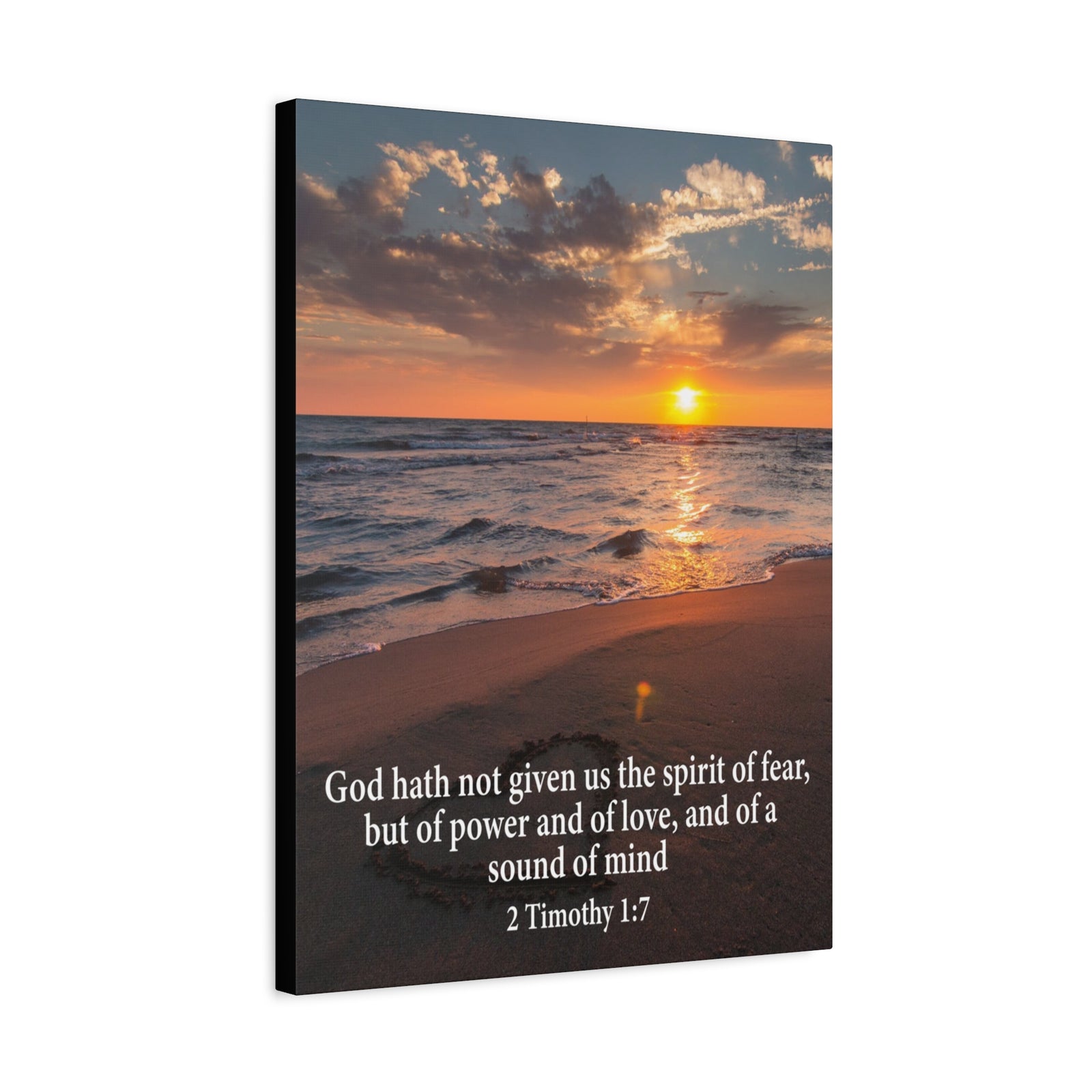 Scripture Canvas No Fear 2 Timothy 1:7 Christian Wall Art Bible Verse Print Ready to Hang-Express Your Love Gifts