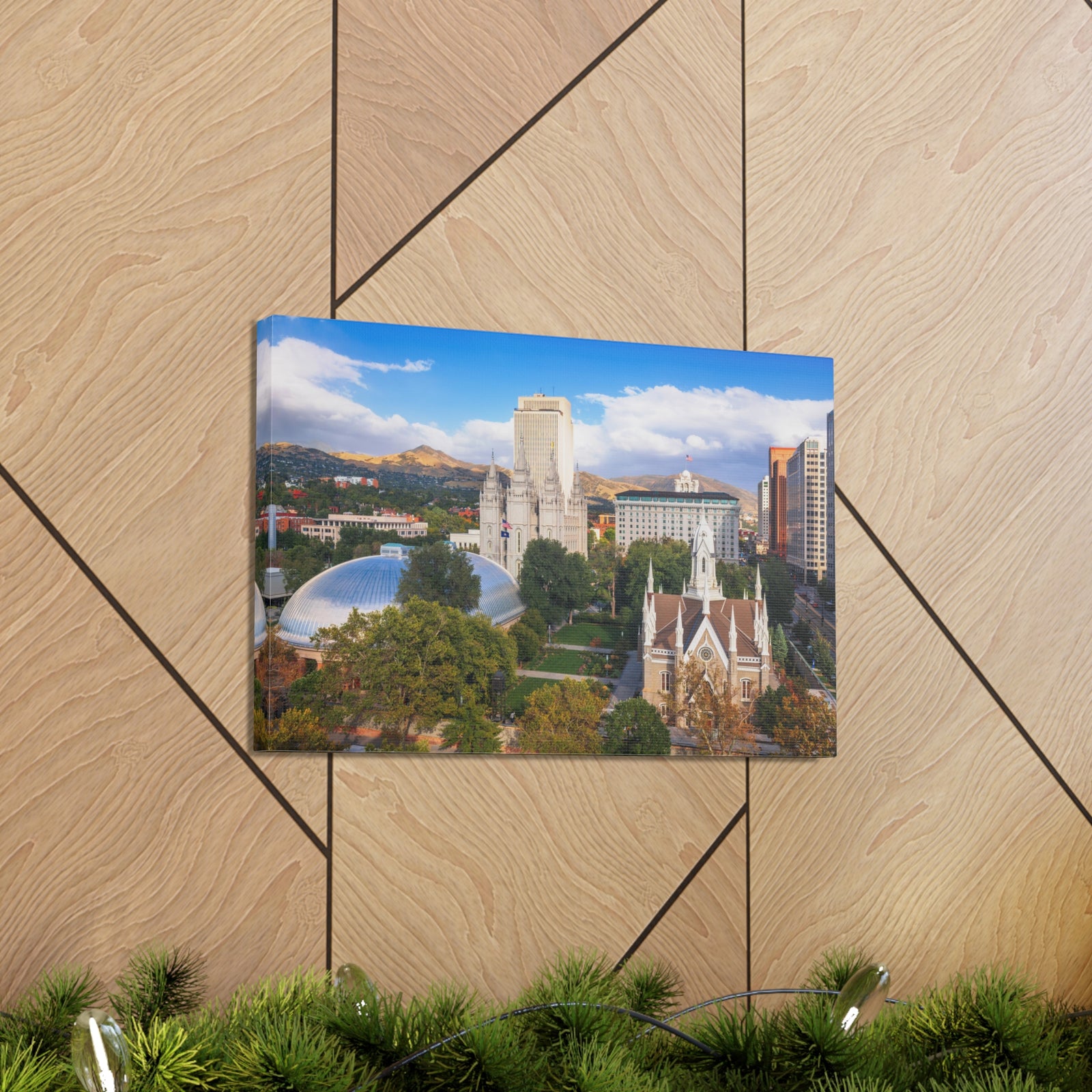 Salt Lake City Daytime Skyline Canvas Artwork High-Quality Breathtaking Stunning Cityscape for Home Decor Ready to Hang-Express Your Love Gifts