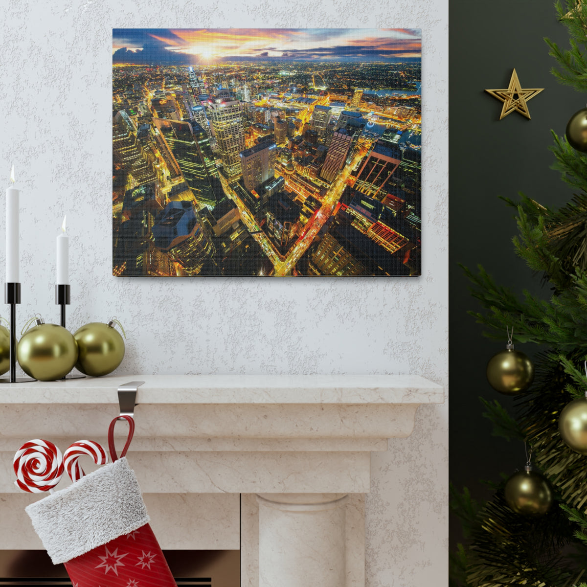 Sydney Night Skyline Canvas Artwork High-Quality Breathtaking Stunning Cityscape for Home Decor Ready to Hang-Express Your Love Gifts