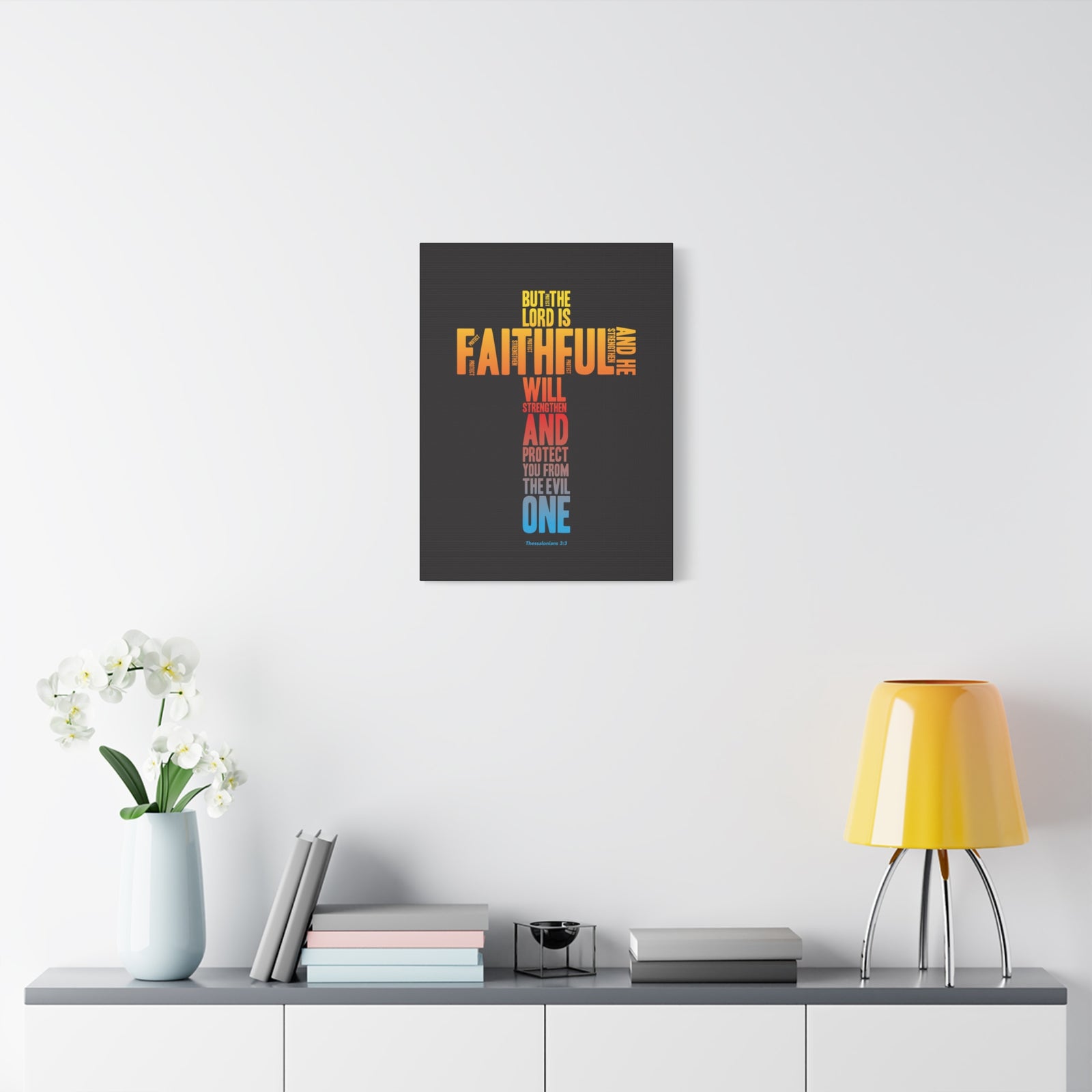Scripture Canvas Protect You From Evil Thessalonian 3:3 Christian Wall Art Bible Verse Print Ready to Hang-Express Your Love Gifts