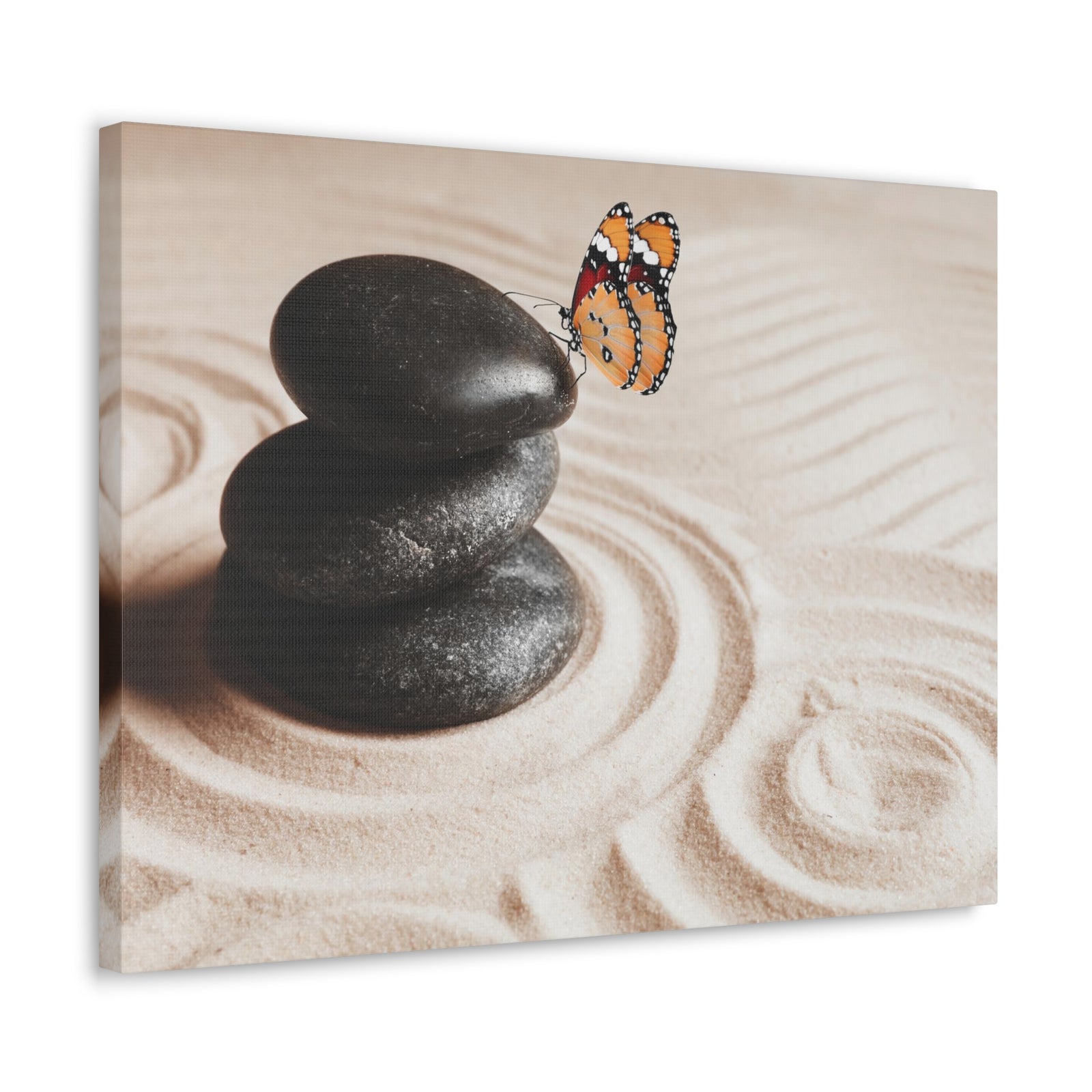 Stones on Sand Forest Floral Nature Photography Canvas Wall Art for Home Decor Ready-to-Hang-Express Your Love Gifts