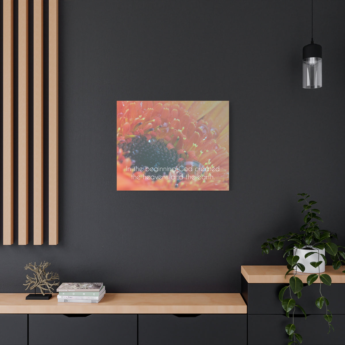 Scripture Canvas The Heavens And The Earth Genesis 1:1 Christian Wall Art Bible Verse Print Ready to Hang-Express Your Love Gifts