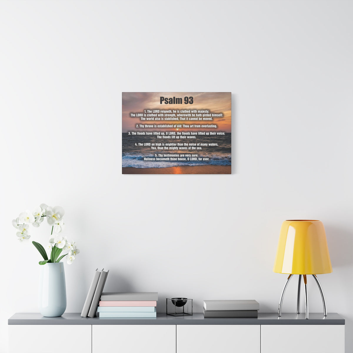 Scripture Canvas The Lord Reigneth Psalm 93 Christian Wall Art Bible Verse Print Ready to Hang-Express Your Love Gifts