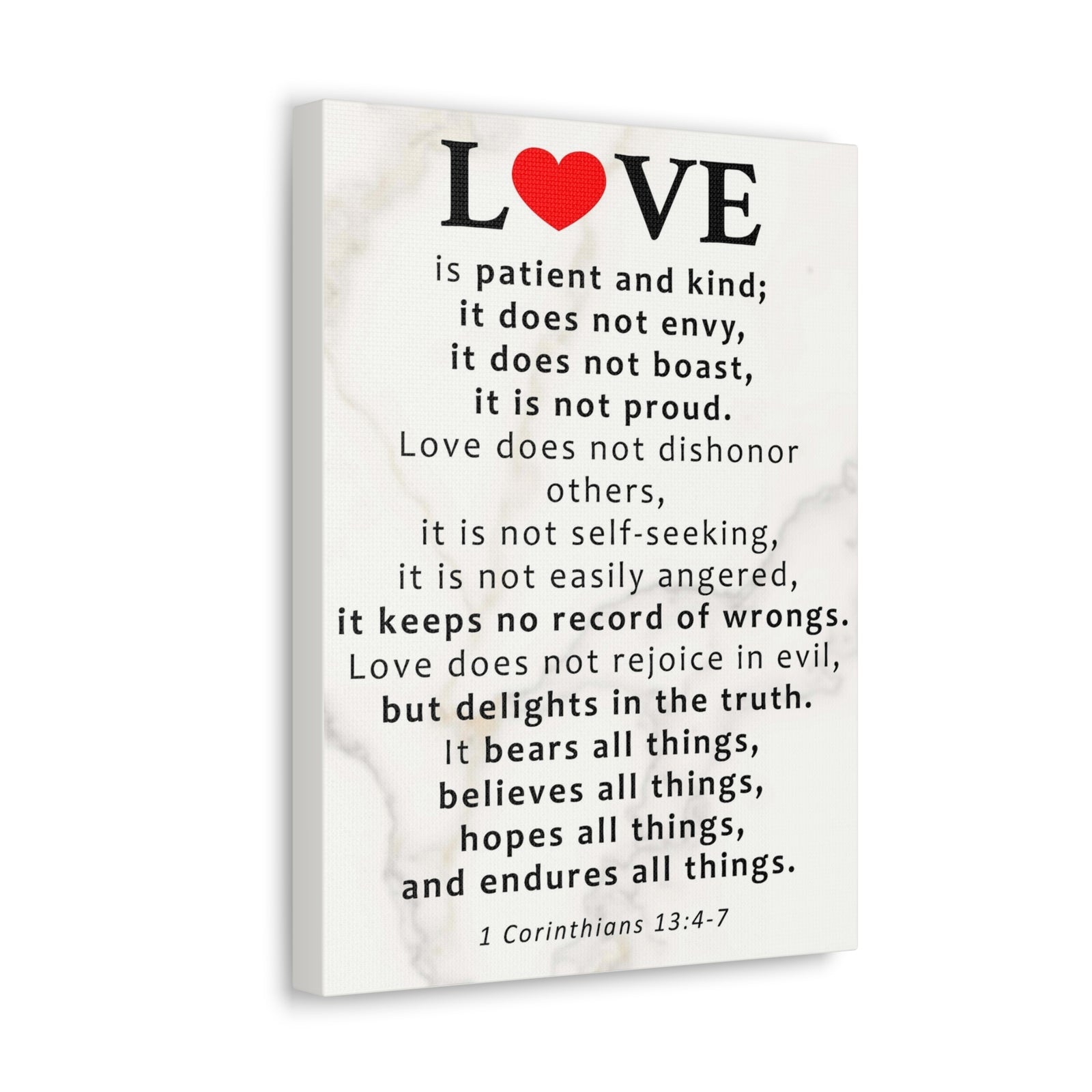 Scripture Walls Love Is Red Heart 1 Corinthians 13:4-7 Bible Verse Canvas Christian Wall Art Ready to Hang Unframed-Express Your Love Gifts