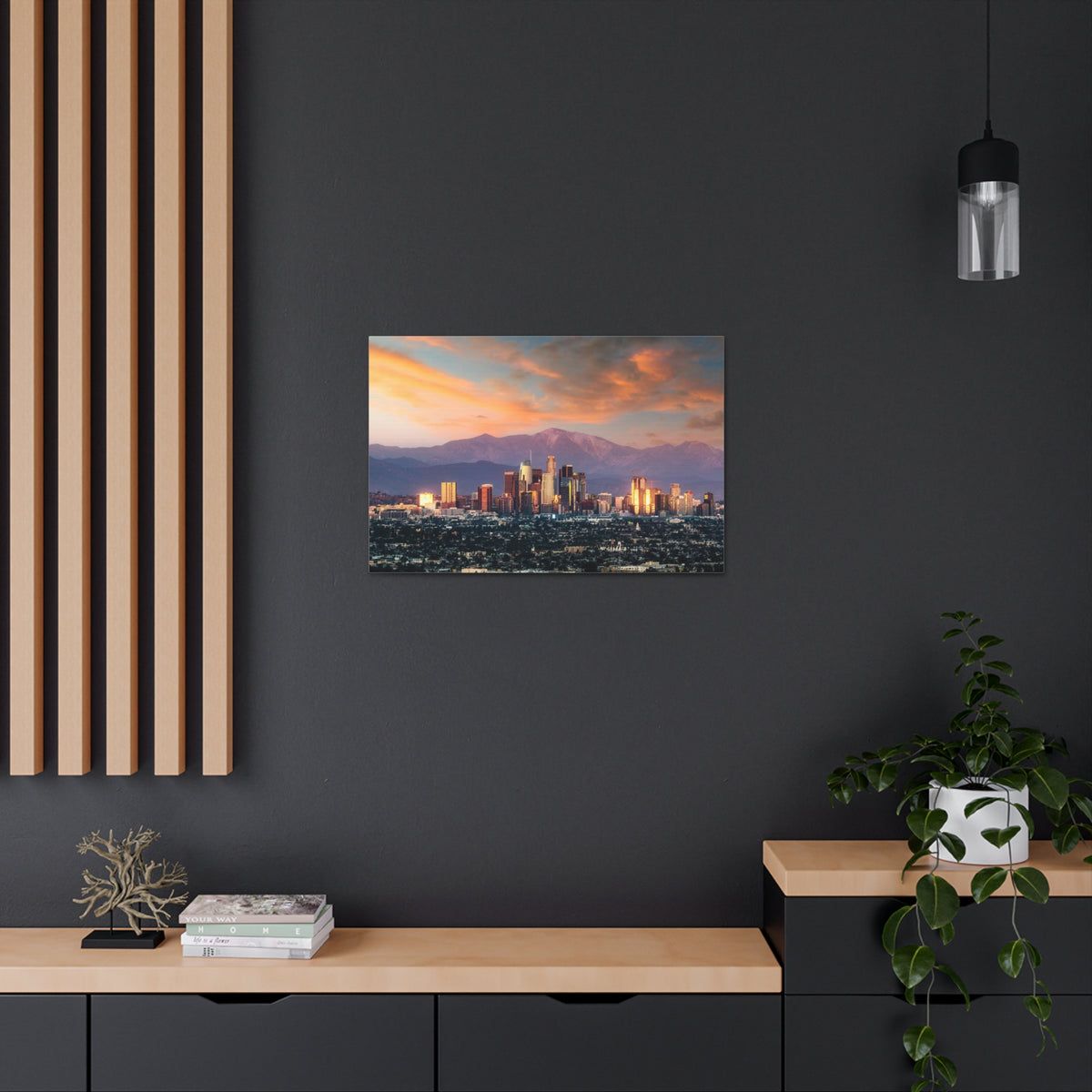 Los Angeles Daytime Skyline Canvas Artwork High-Quality Breathtaking Stunning Cityscape for Home Decor Ready to Hang-Express Your Love Gifts