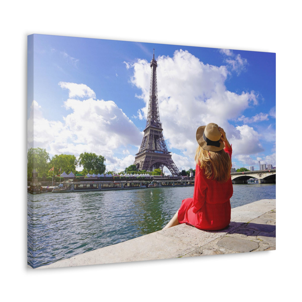 Eiffel Tower Sunrise Seine River Paris Skyline Canvas Artwork High-Quality Breathtaking Stunning Cityscape for Home Decor Ready to Hang-Express Your Love Gifts