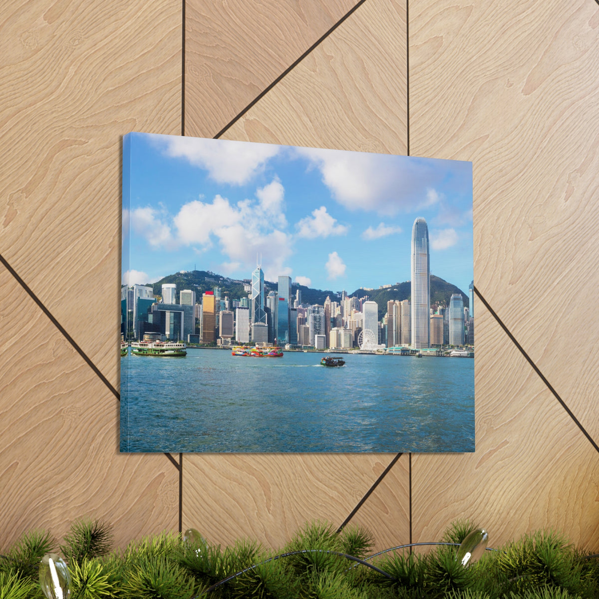 Hong Kong Daytime Skyline Canvas Artwork High-Quality Breathtaking Stunning Cityscape for Home Decor Ready to Hang-Express Your Love Gifts