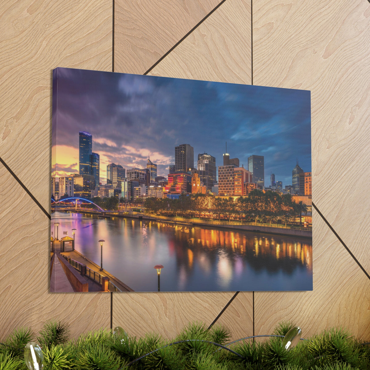 Melbourne Night Skyline Canvas Artwork High-Quality Breathtaking Stunning Cityscape for Home Decor Ready to Hang-Express Your Love Gifts