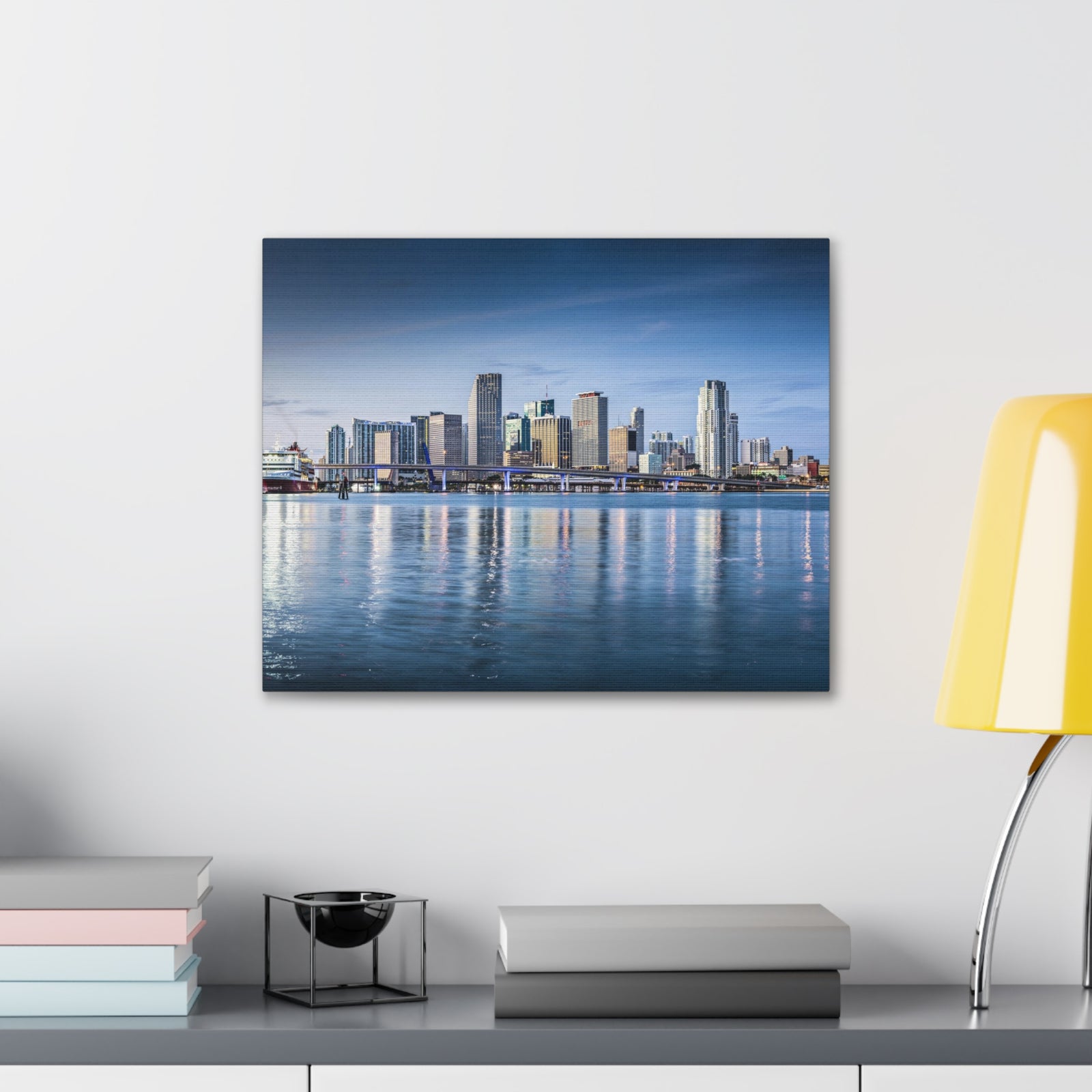 Miami Daytime Skyline Canvas Artwork High-Quality Breathtaking Stunning Cityscape for Home Decor Ready to Hang-Express Your Love Gifts