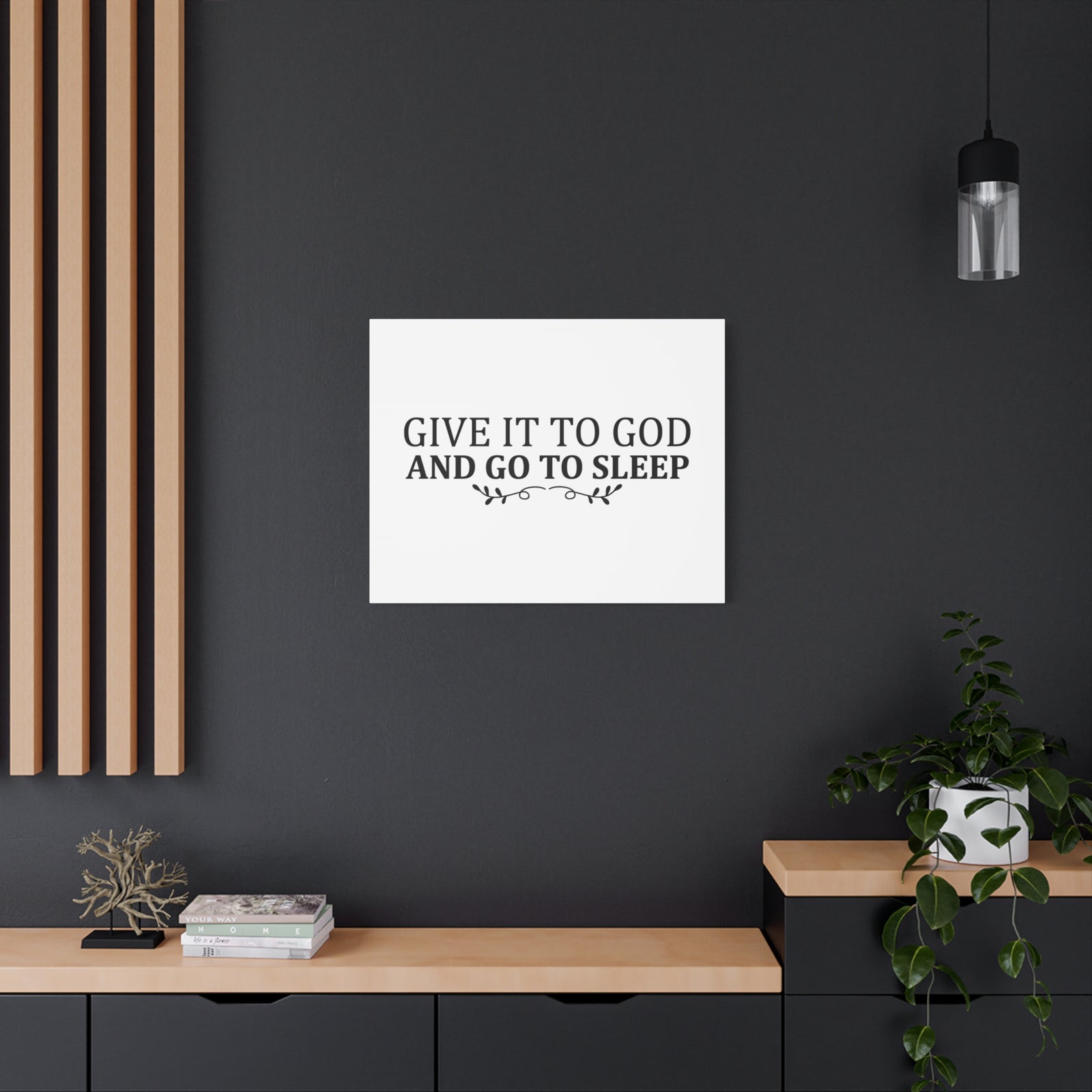 Scripture Canvas Give It To God And Sleep Psalm 55:22 Christian Wall Art Bible Verse Print Ready to Hang-Express Your Love Gifts
