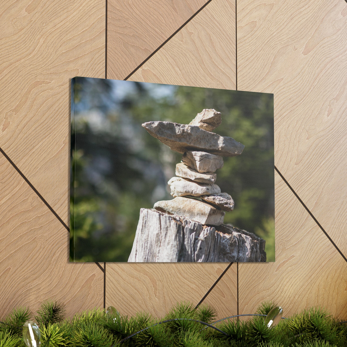 Stones Trail as Marker Forest Floral Nature Photography Canvas Wall Art for Home Decor Ready-to-Hang-Express Your Love Gifts