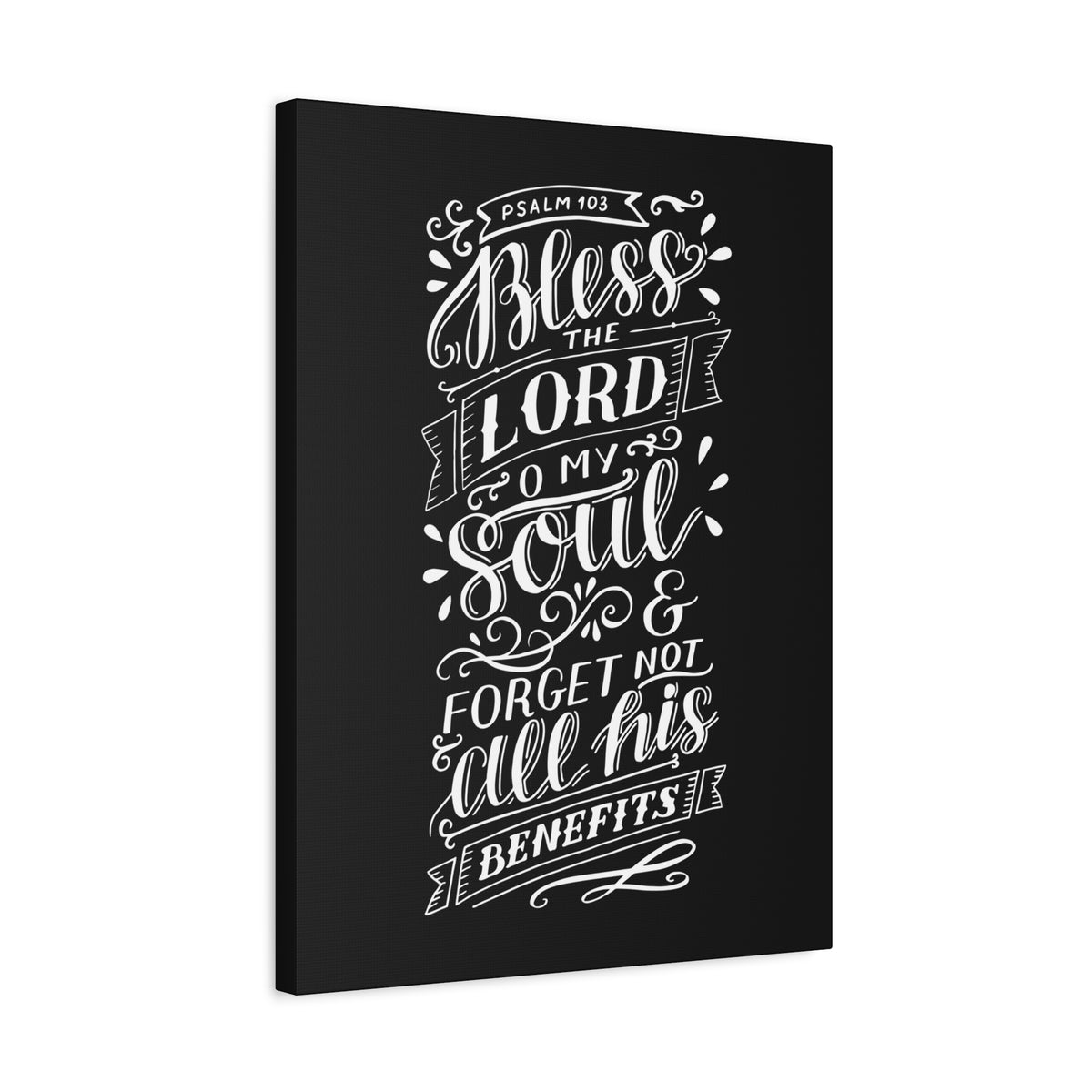 Scripture Canvas O My Soul Psalm 103 Black Christian Wall Art Bible Verse Print Ready to Hang-Express Your Love Gifts