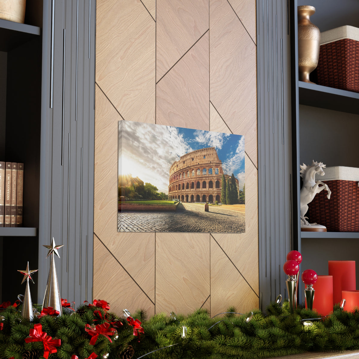 Italy Colosseum in Rome Modern Multicolor Scenic Nature Photography Canvas Home Office Decor Ready to Hang-Express Your Love Gifts