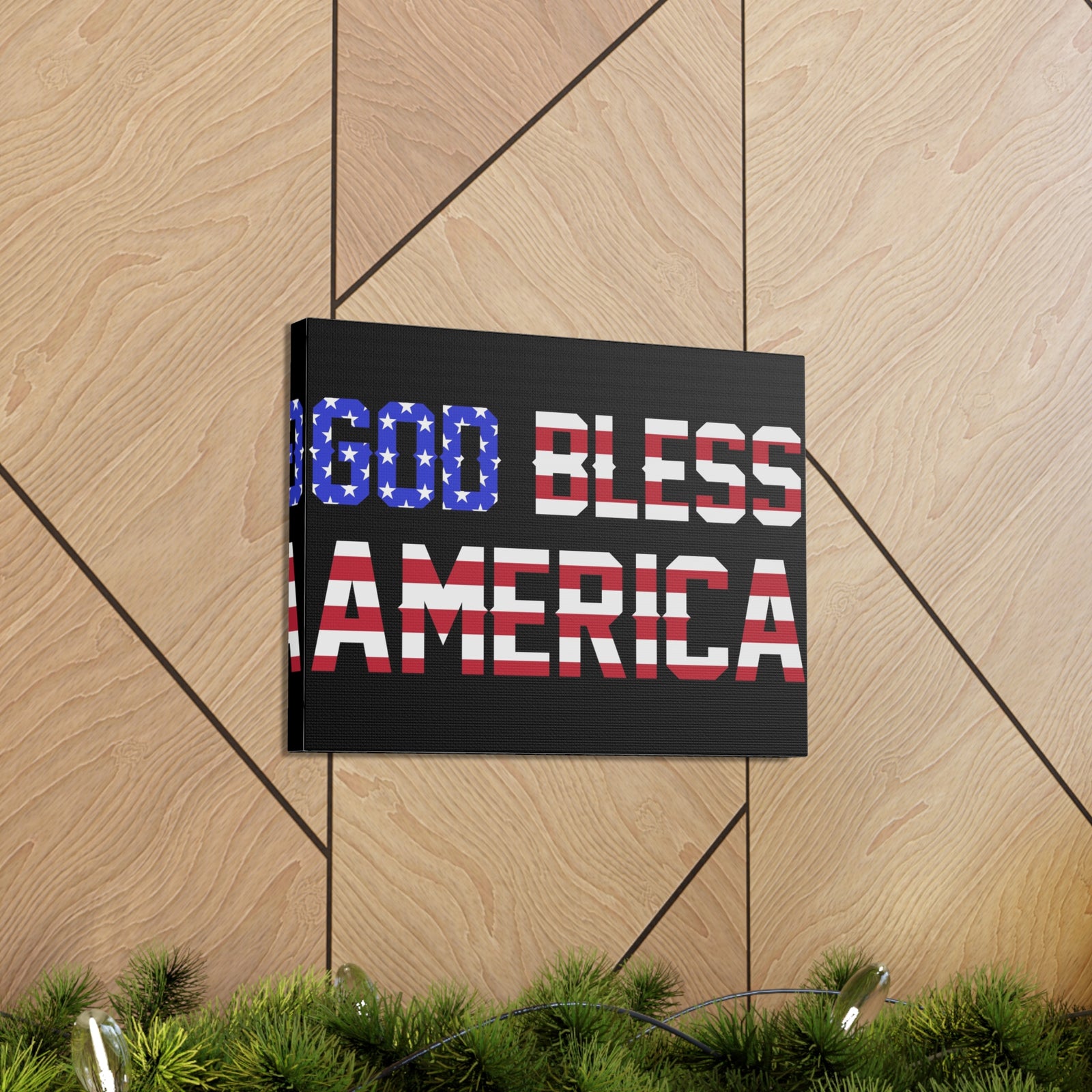 God Bless America American Flag Canvas Wall Art for Home Decor Ready-to-Hang-Express Your Love Gifts