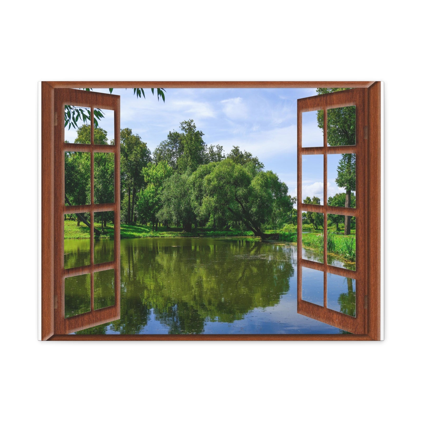Canvas Print Wall Art Window Jungle Lake Nature Photography Realism Scenic Landscape Colorful Multicolor for Home Decor Ready to Hang-Express Your Love Gifts