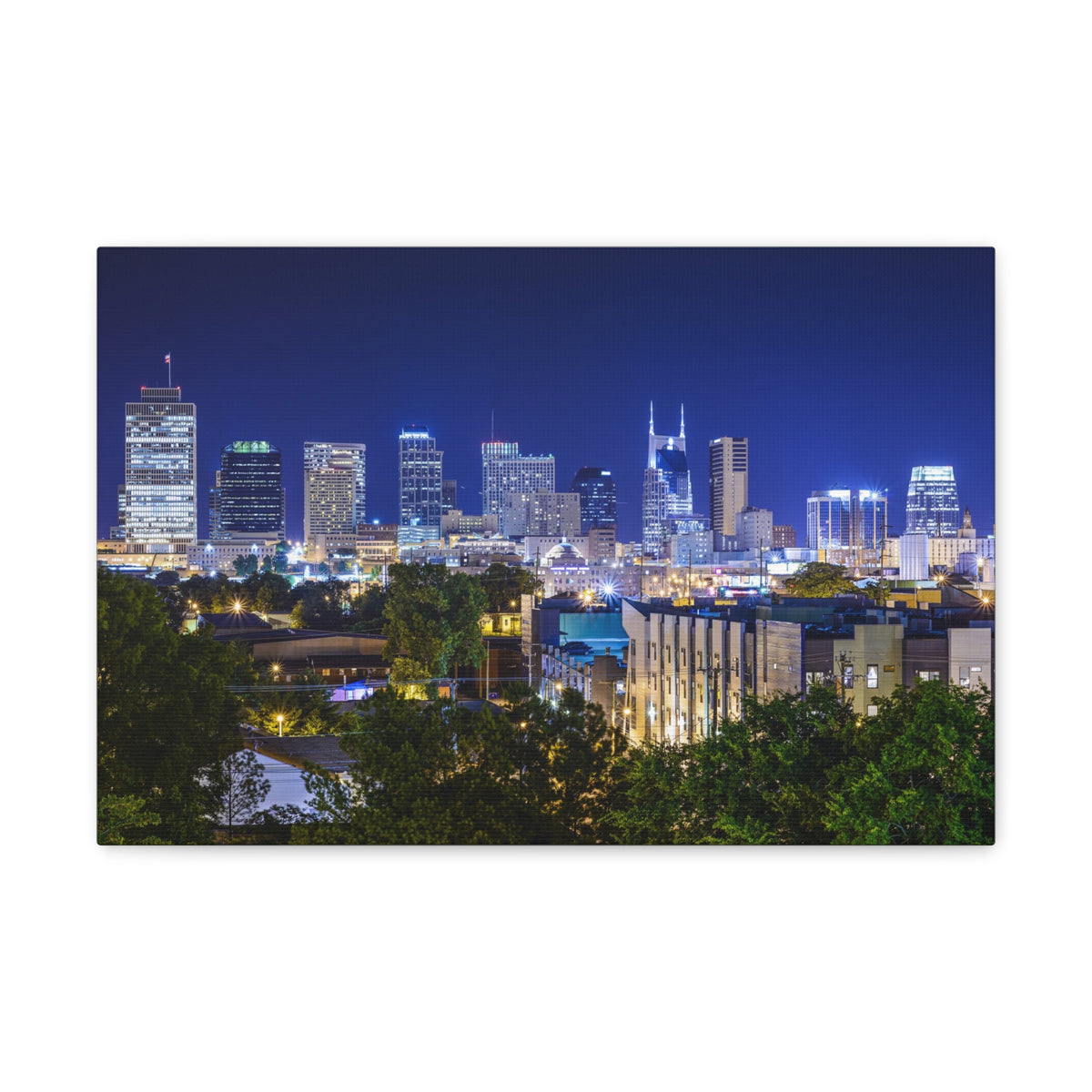 Nashville Night Skyline Canvas Artwork High-Quality Breathtaking Stunning Cityscape for Home Decor Ready to Hang-Express Your Love Gifts