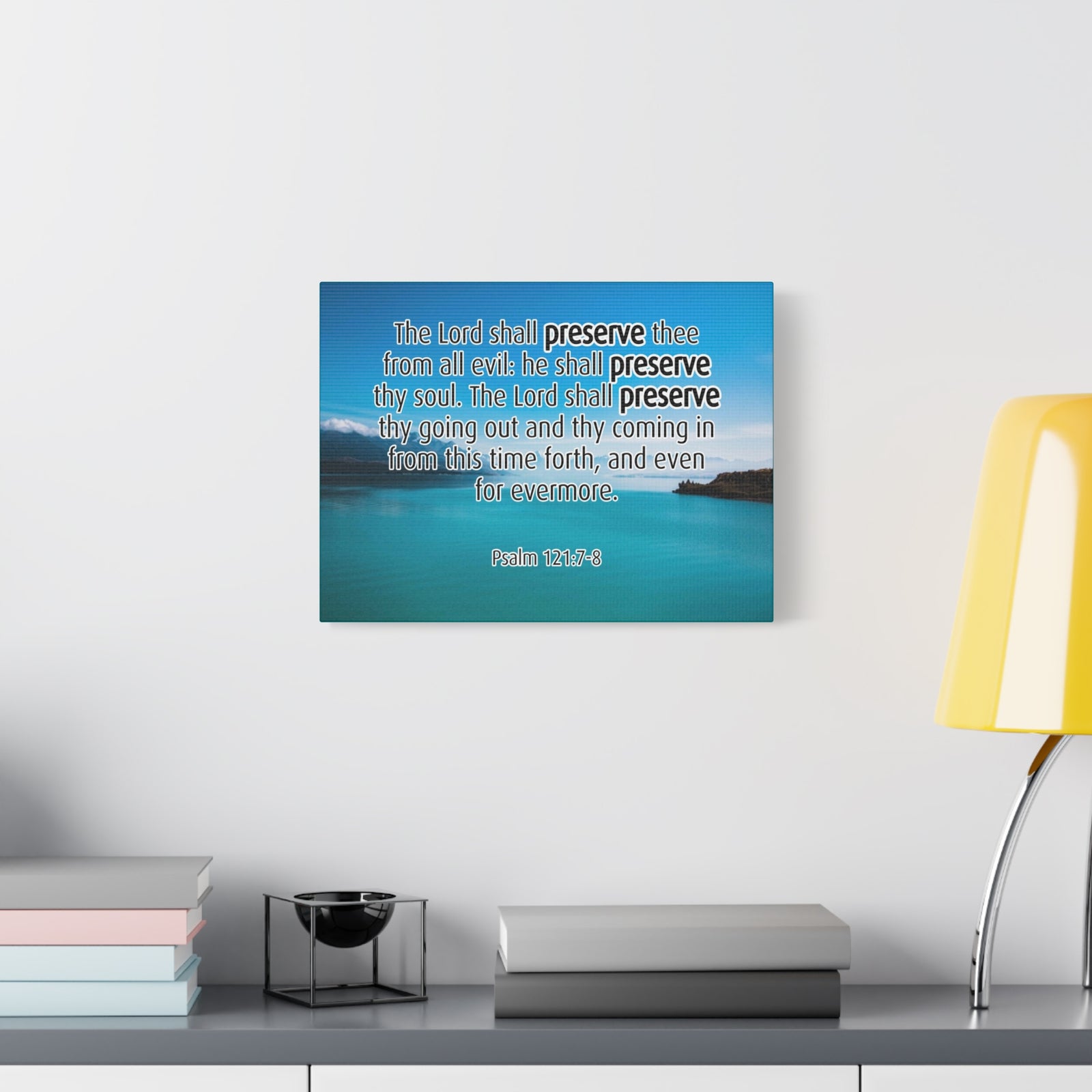 Scripture Canvas Lord Shall Preserve Psalm 121:7-8 Christian Wall Art Bible Verse Print Ready to Hang-Express Your Love Gifts