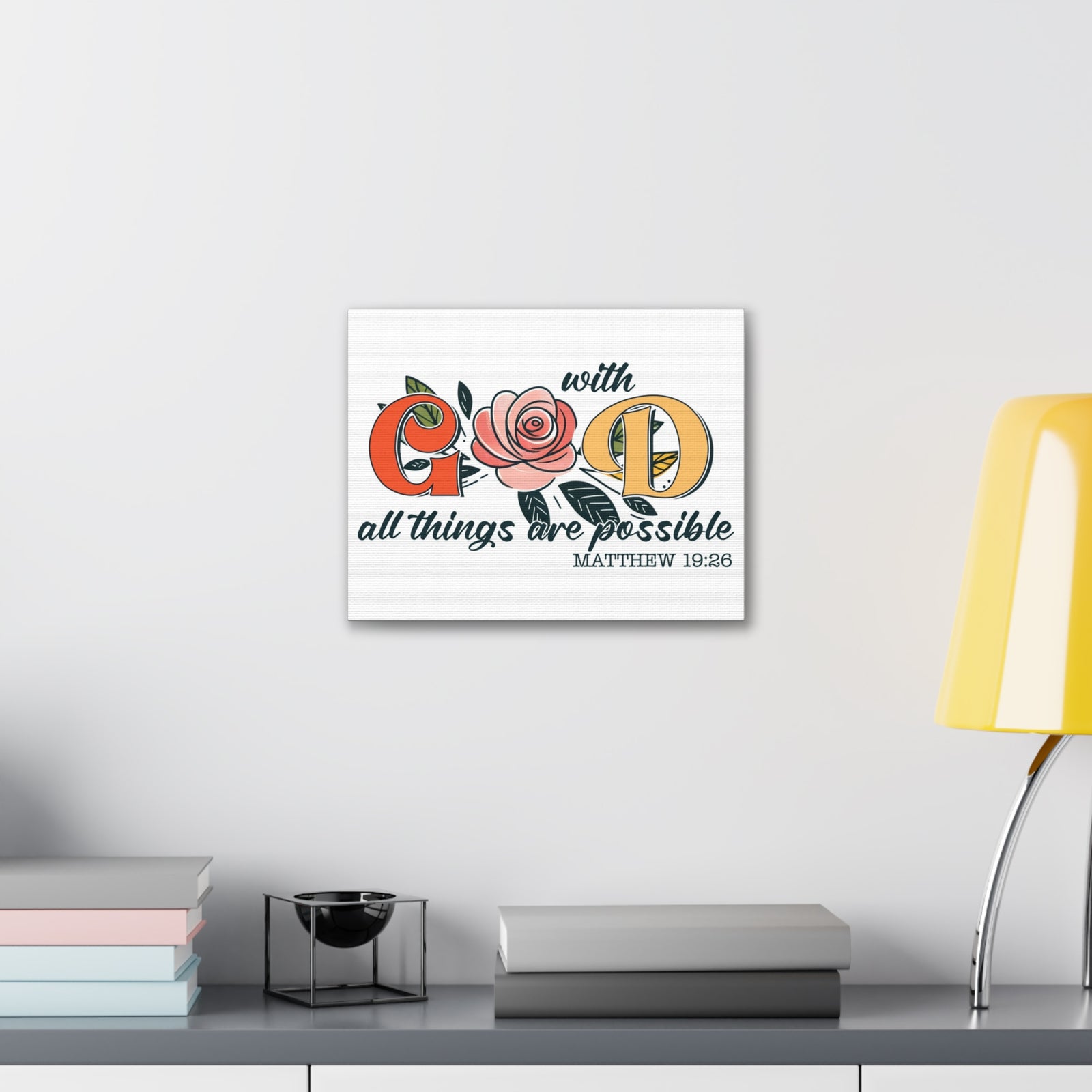 Scripture Walls Matthew 19:26 All Things are Possible Bible Verse Canvas Christian Wall Art Ready to Hang Unframed-Express Your Love Gifts