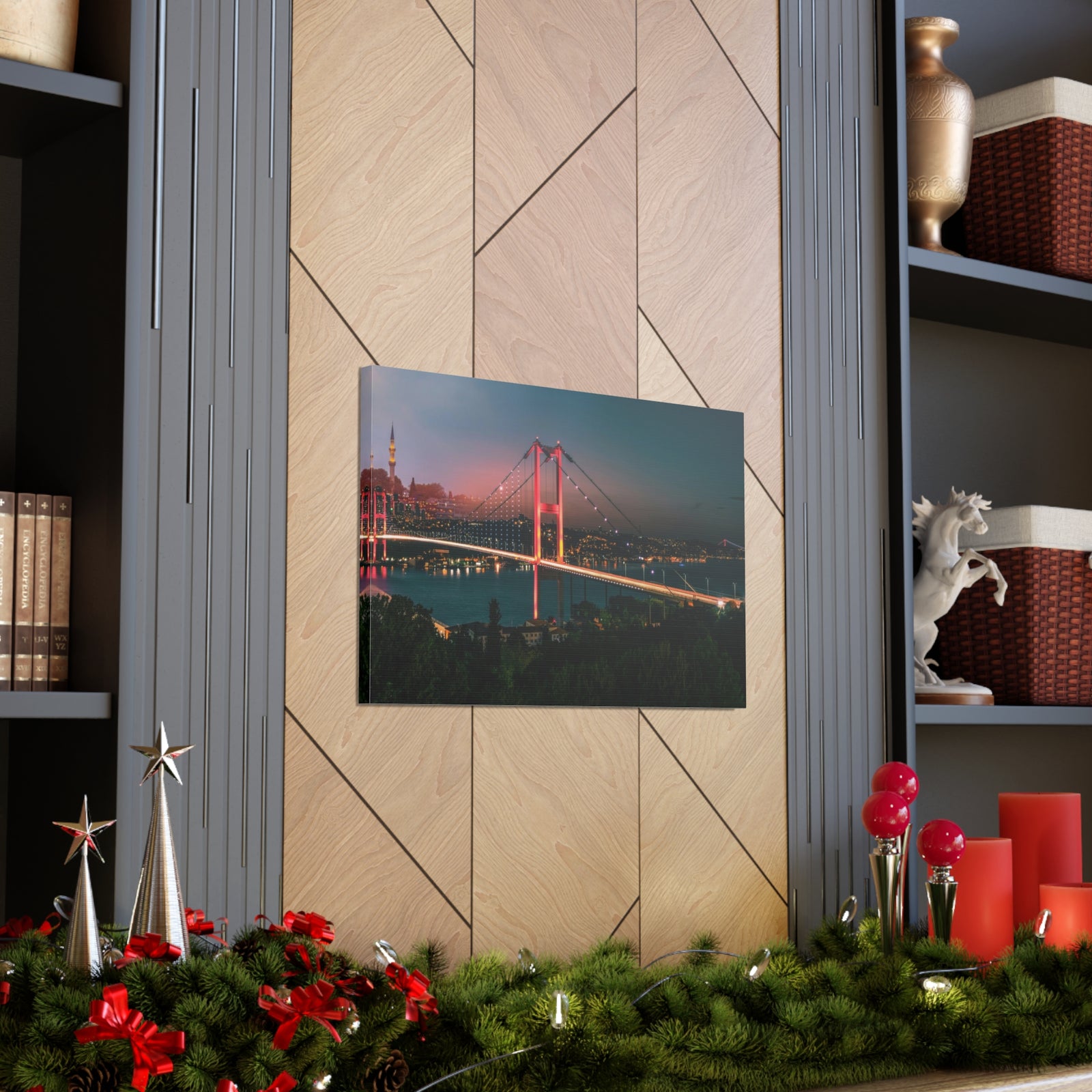 Istanbul Night Skyline Canvas Artwork High-Quality Breathtaking Stunning Cityscape for Home Decor Ready to Hang-Express Your Love Gifts