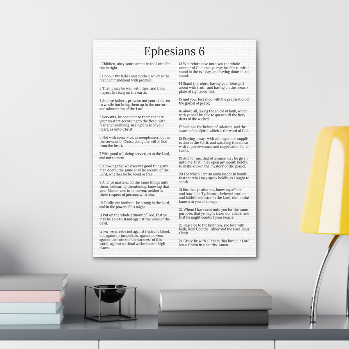 Scripture Walls Protection of the Believer Ephesians 6 Chapter White Christian Wall Art Print Ready to Hang Unframed-Express Your Love Gifts