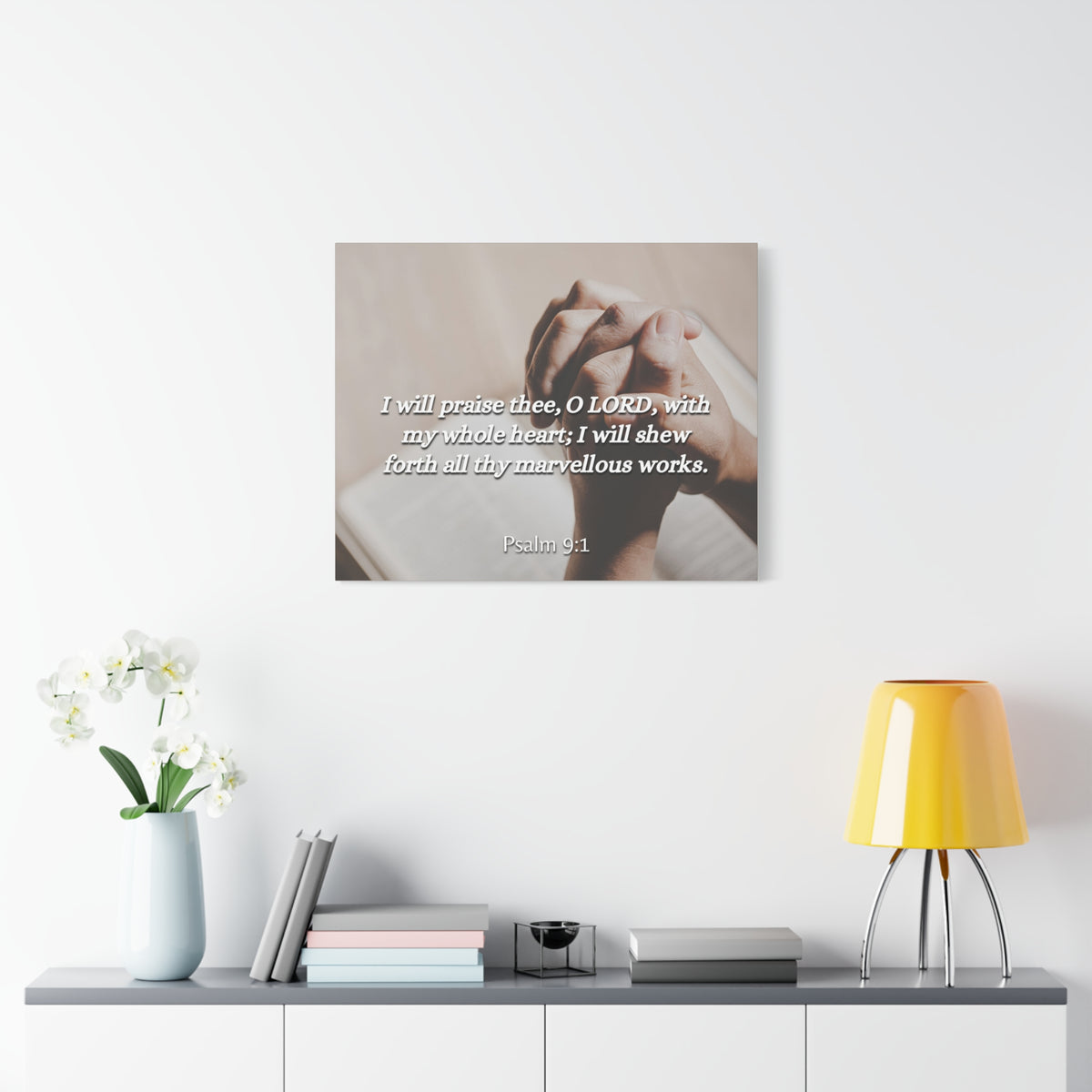 Scripture Canvas Marvelous Works Psalms 9:1 Christian Wall Art Bible Verse Print Ready to Hang-Express Your Love Gifts