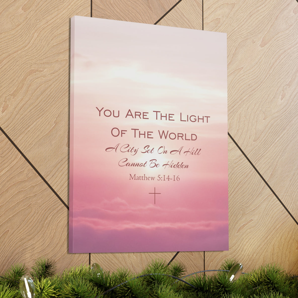 Scripture Canvas Light Of The World Matthew 5:14-16 Christian Wall Art Bible Verse Print Ready to Hang-Express Your Love Gifts