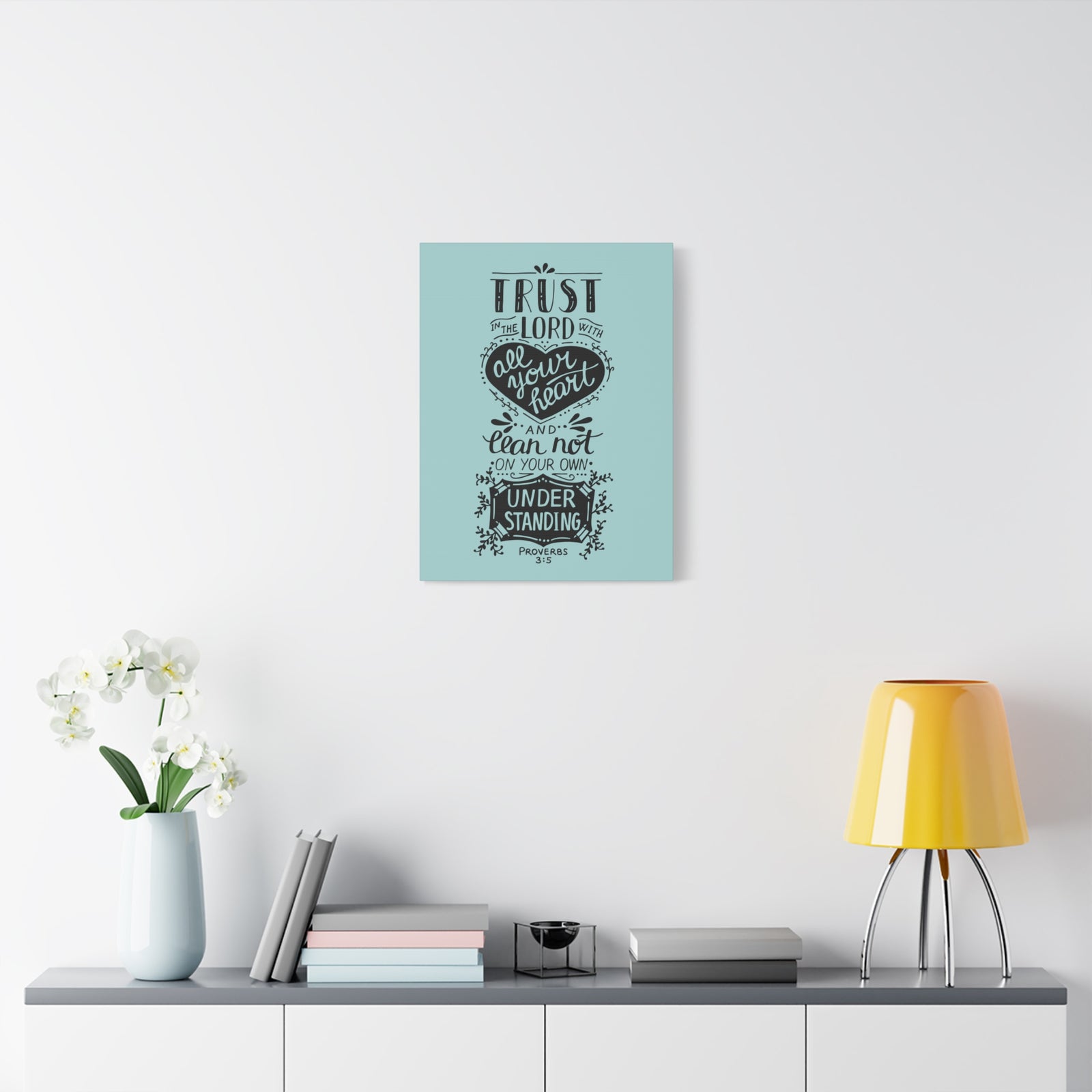 Scripture Canvas Trust In The Lord Proverbs 3:5 Christian Wall Art Bible Verse Print Ready To Hang-Express Your Love Gifts