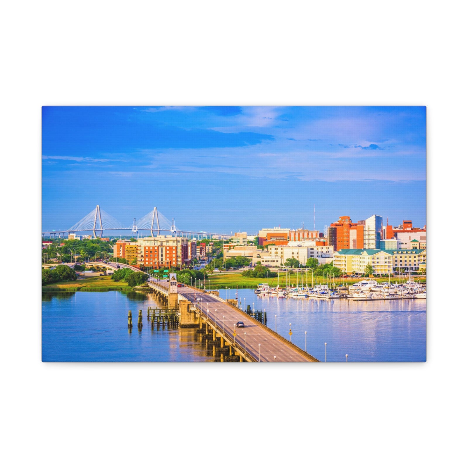 Charleston Daytime Skyline Canvas Artwork High-Quality Breathtaking Stunning Cityscape for Home Decor Ready to Hang-Express Your Love Gifts