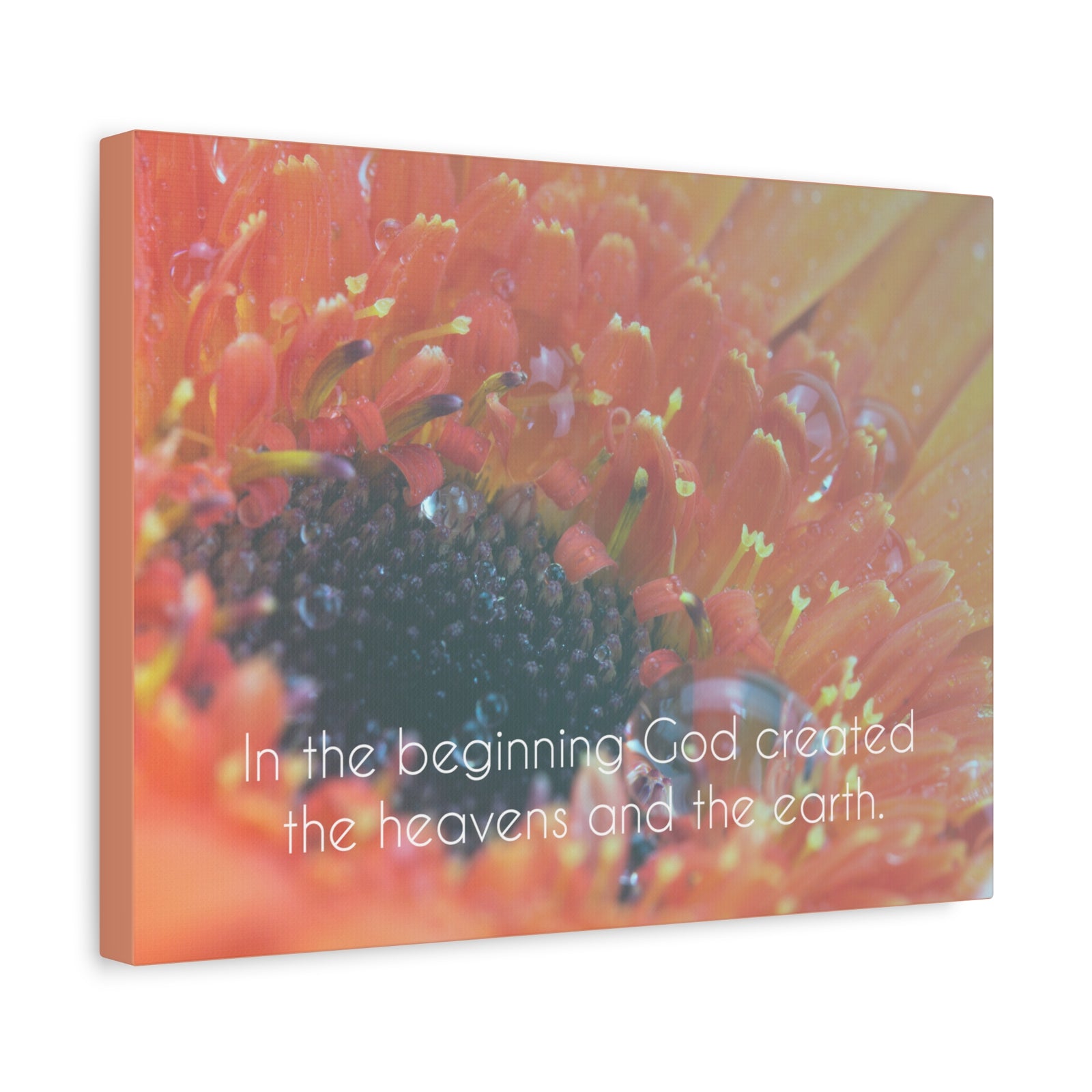 Scripture Canvas The Heavens And The Earth Genesis 1:1 Christian Wall Art Bible Verse Print Ready to Hang-Express Your Love Gifts