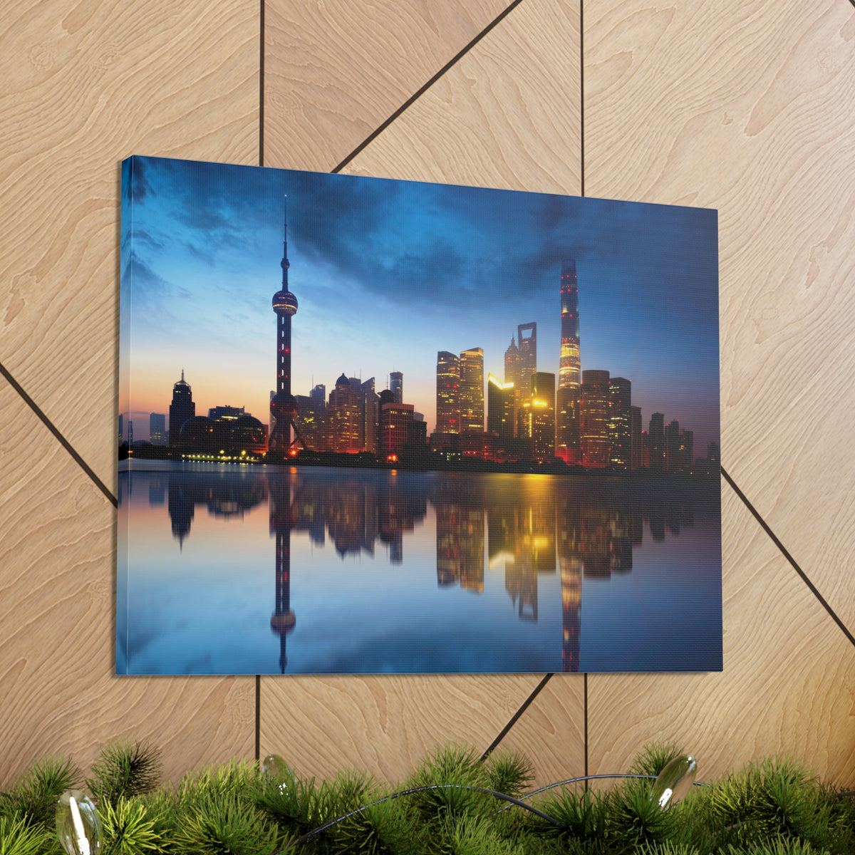 Shanghai Night Skyline Canvas Artwork High-Quality Breathtaking Stunning Cityscape for Home Decor Ready to Hang-Express Your Love Gifts