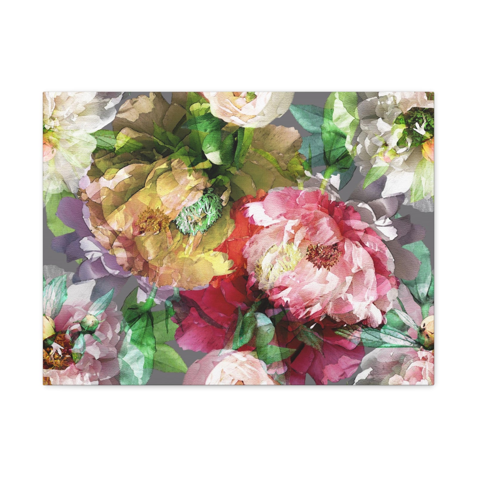 Vintage Art Colorful Watercolor Flower Canvas Wall Art for Home Decor Ready-to-Hang-Express Your Love Gifts