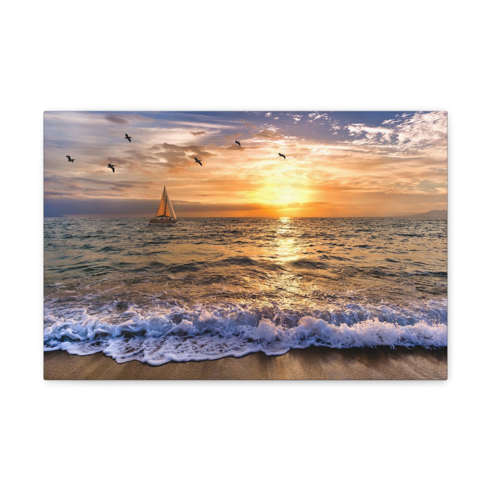 Sailboat Sailing Out To Sea Ocean Canvas Wall Art for Home Decor Ready-to-Hang-Express Your Love Gifts